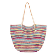 Faye Large Tote - Hand Crochet - Eden Stripe