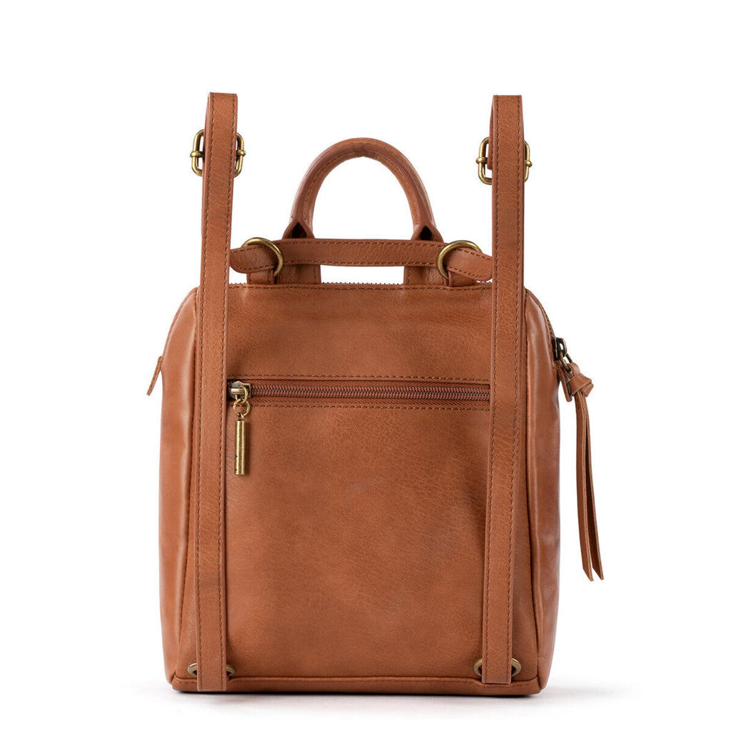 The Sak Loyola Mini Backpack - Leather - Tobacco Floral Embossed