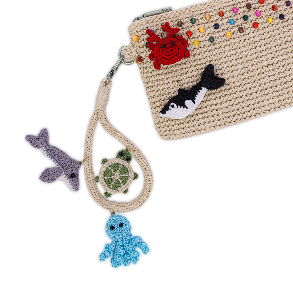 The Sak Vita Wristlet - Hand Crochet - Ecru Multi Beads