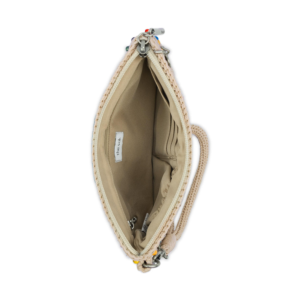 The Sak Vita Wristlet - Hand Crochet - Ecru Multi Beads