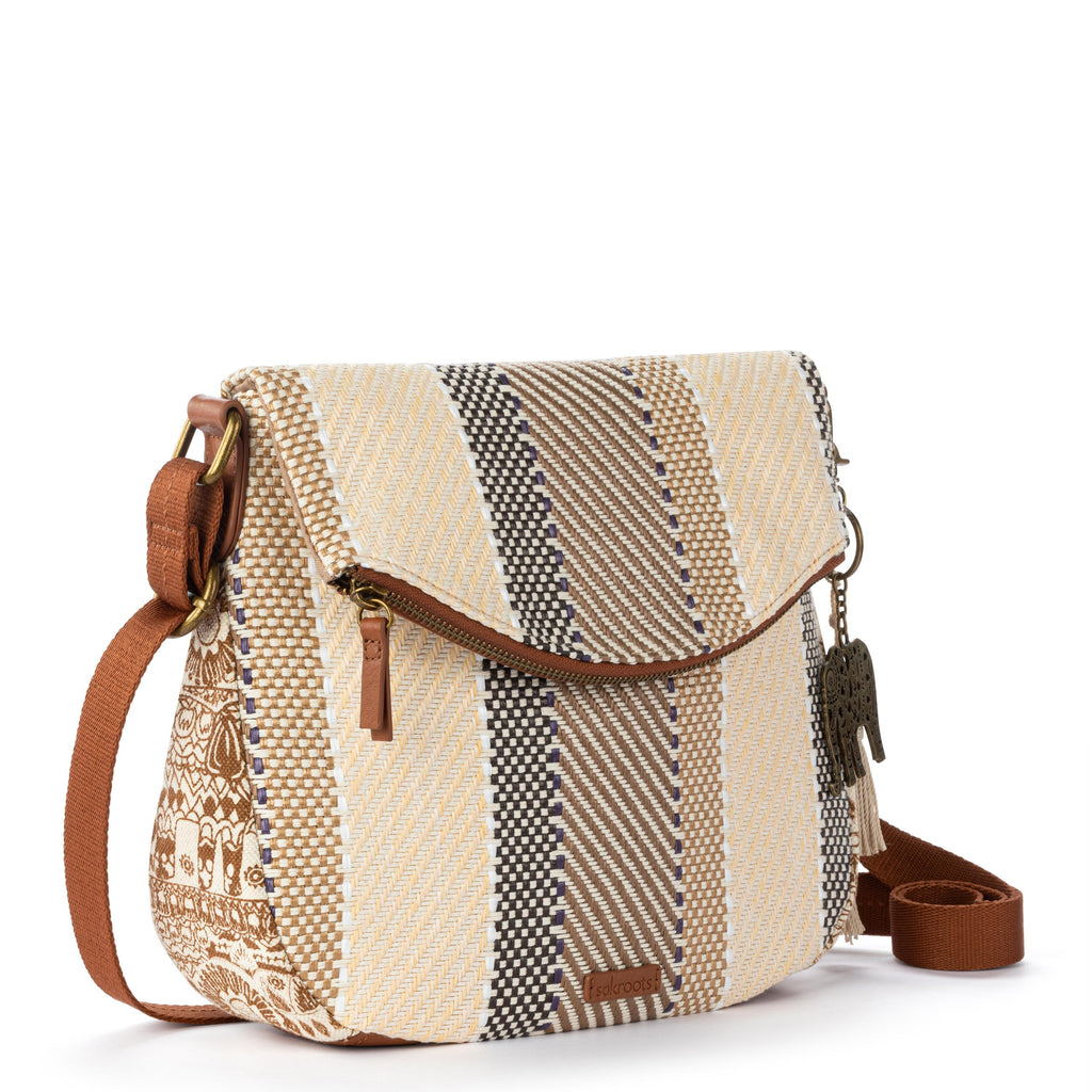 Sakroots Foldover Crossbody - Straw - Tobacco Batik World Woven