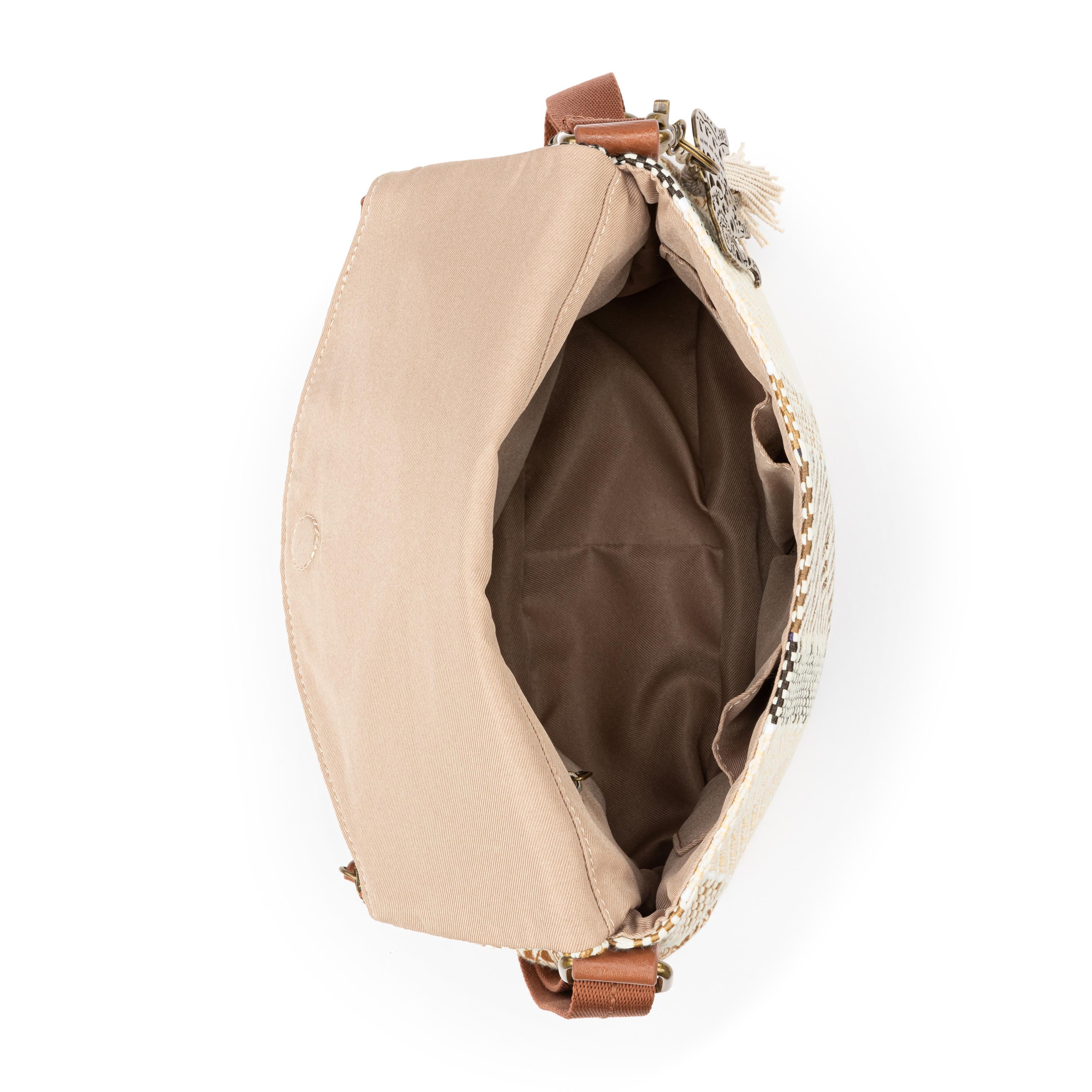 Sakroots Foldover Crossbody - Straw - Tobacco Batik World Woven