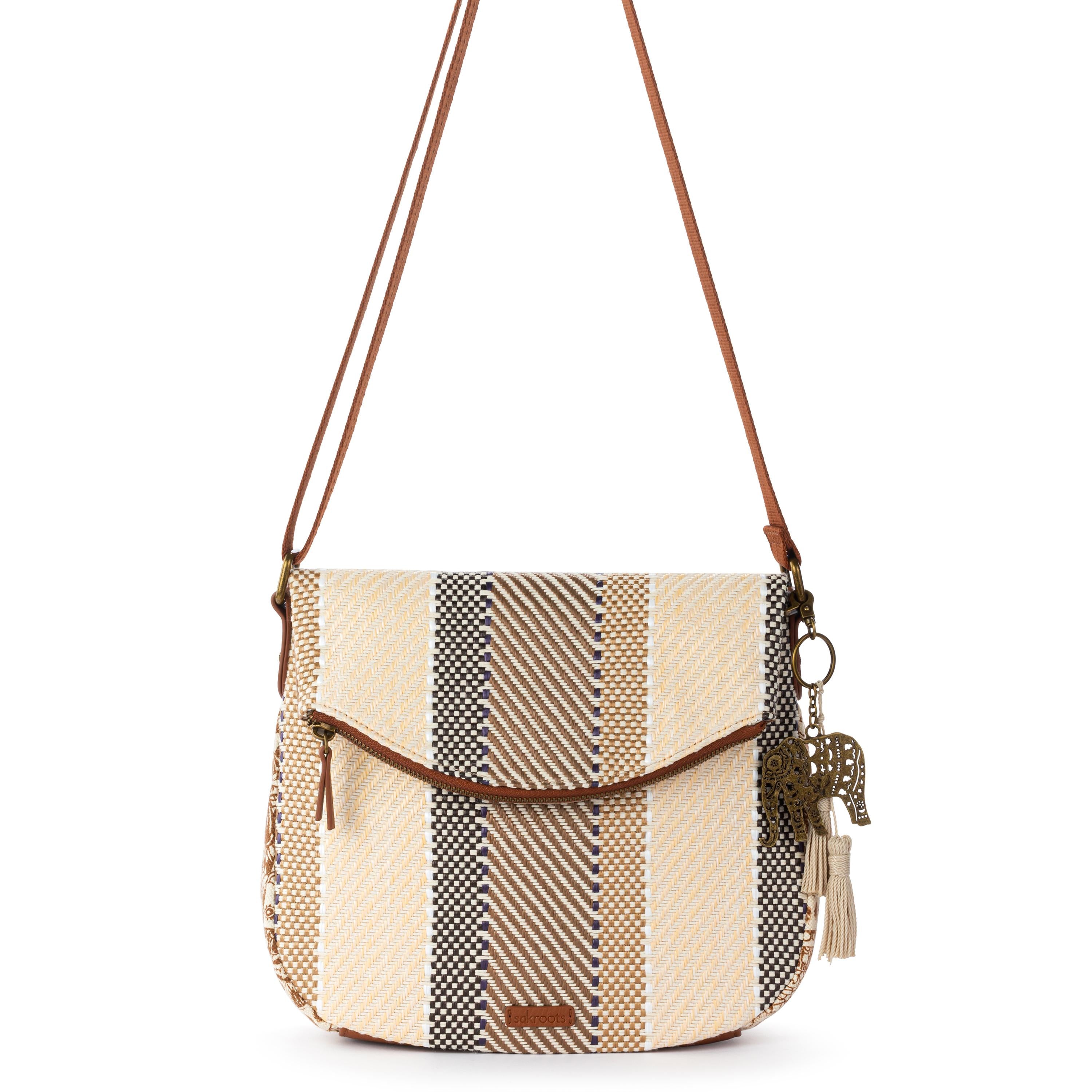 Sakroots Foldover Crossbody - Straw - Tobacco Batik World Woven