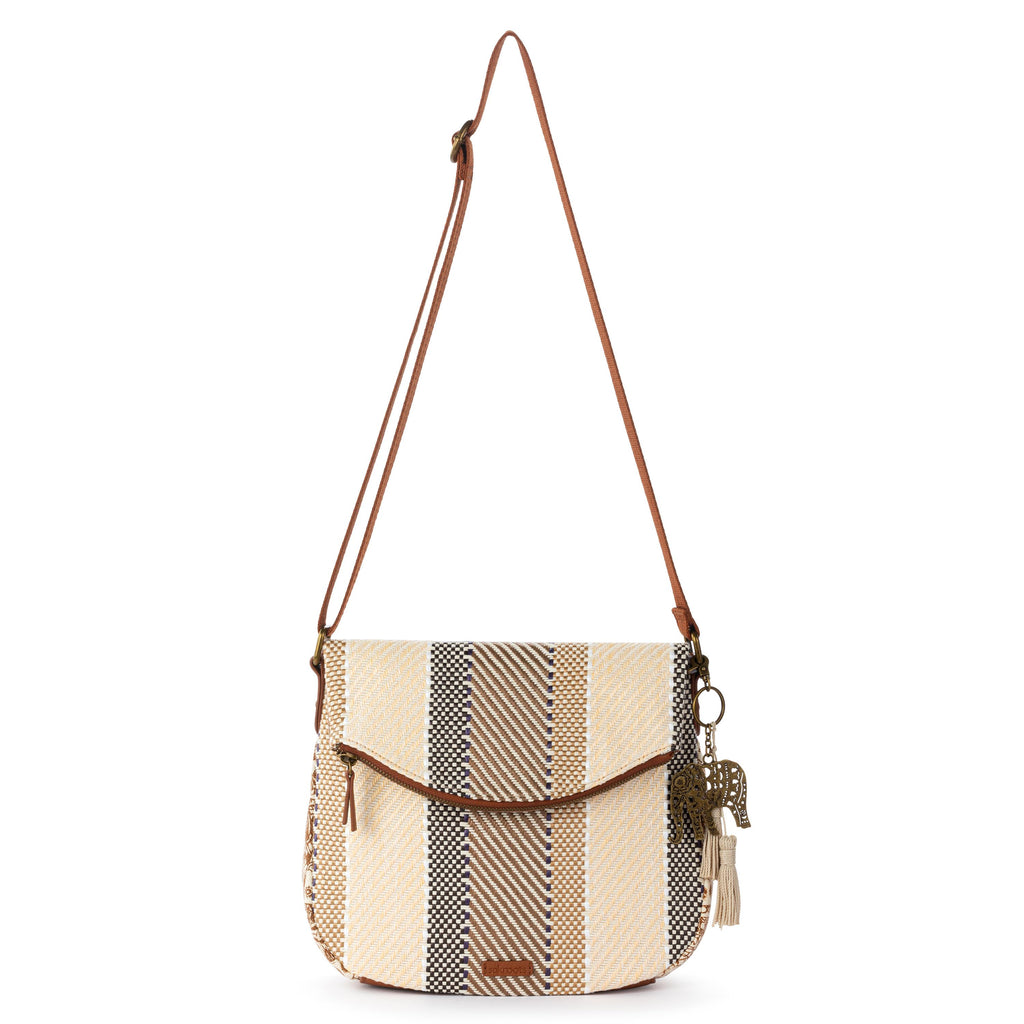 Sakroots Foldover Crossbody - Straw - Tobacco Batik World Woven