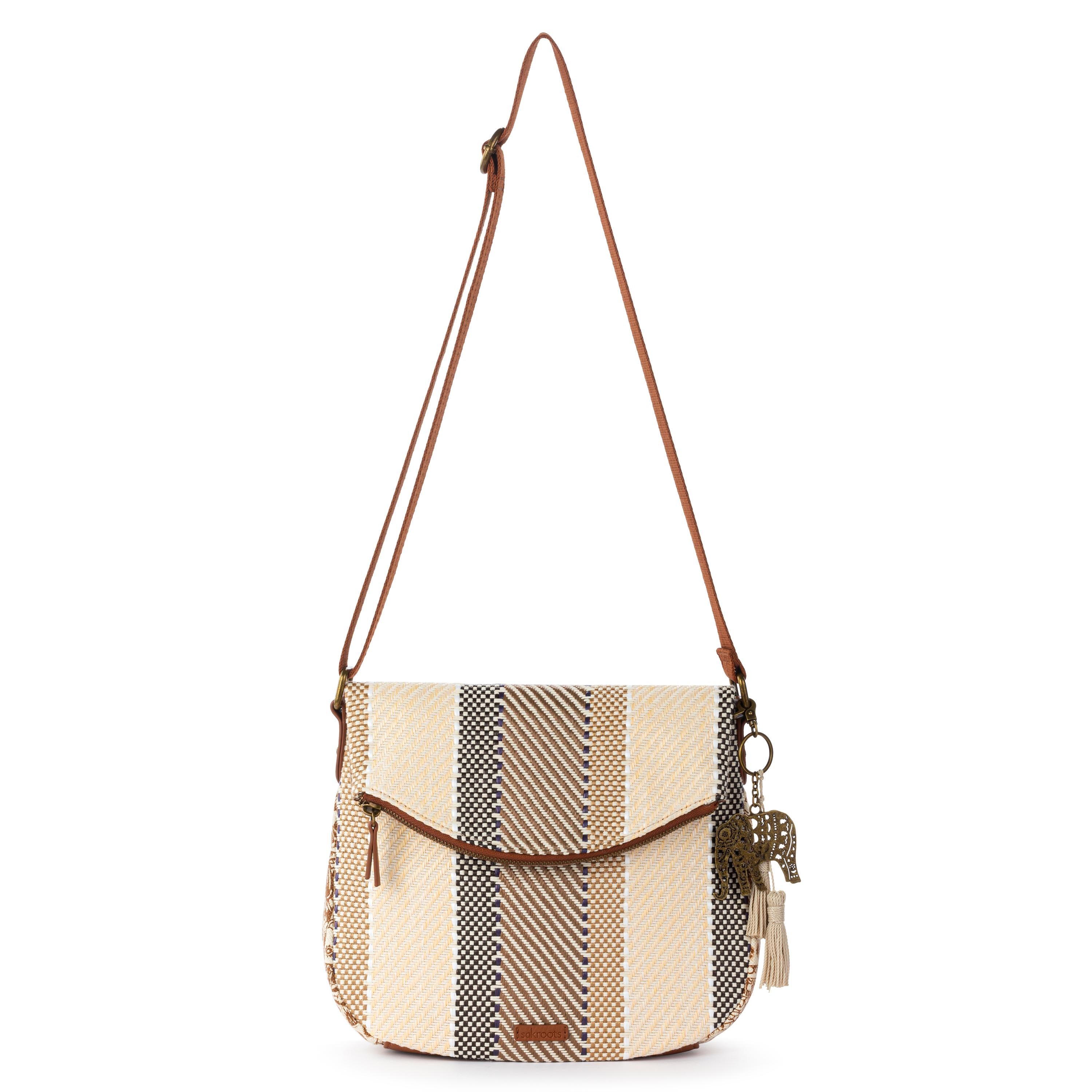 Sakroots Foldover Crossbody - Straw - Tobacco Batik World Woven