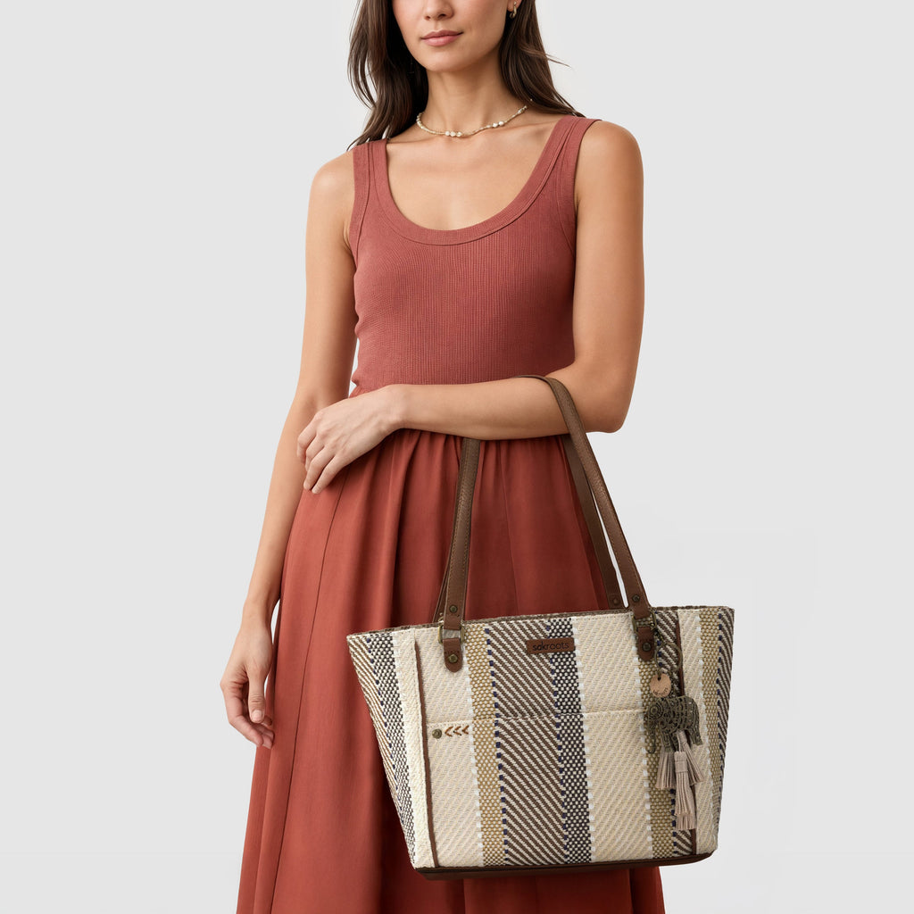 Sakroots Metro Tote - Straw - Tobacco Batik World Woven
