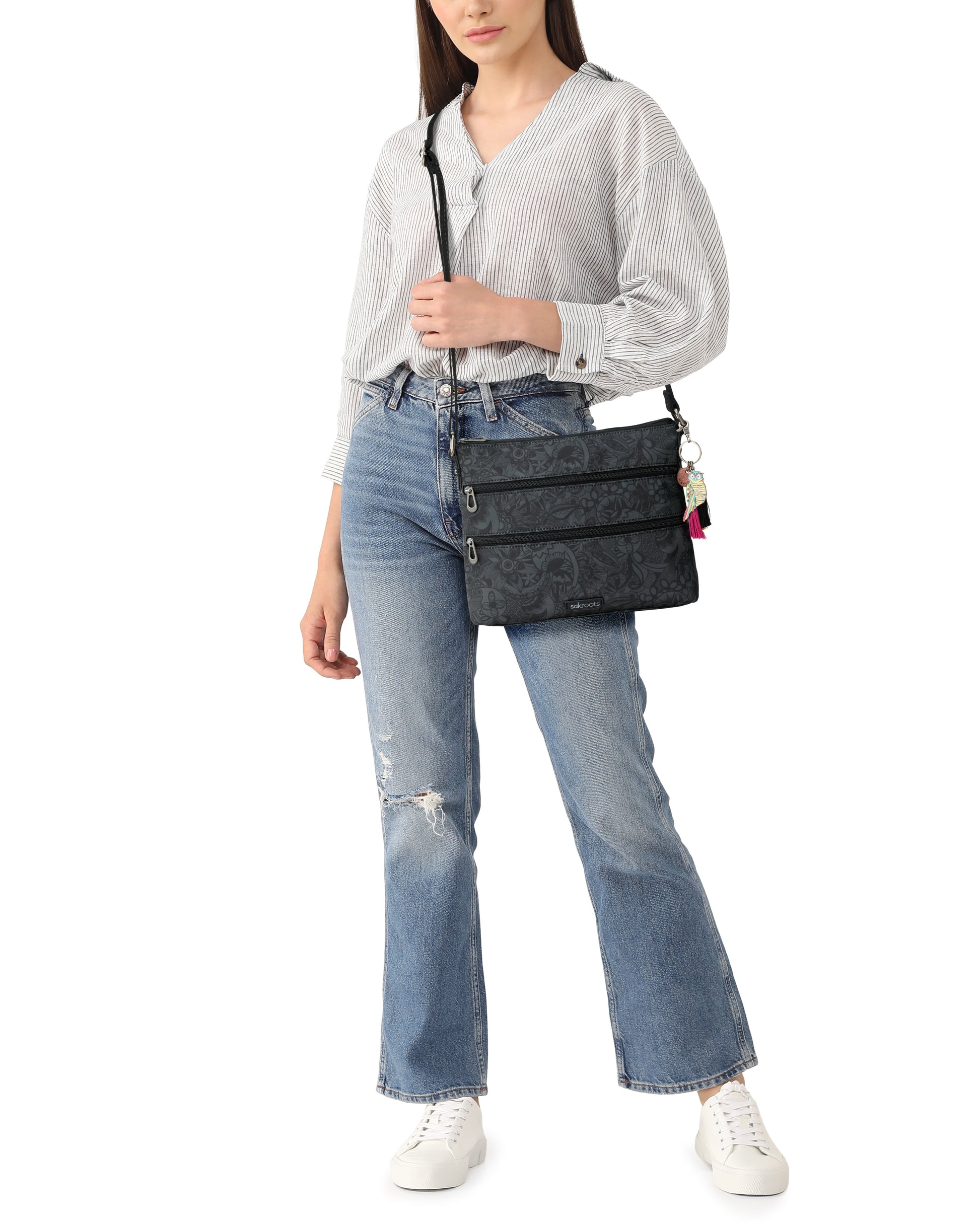Sakroots Basic Crossbody EcoTwill - |Black Spirit Desert|