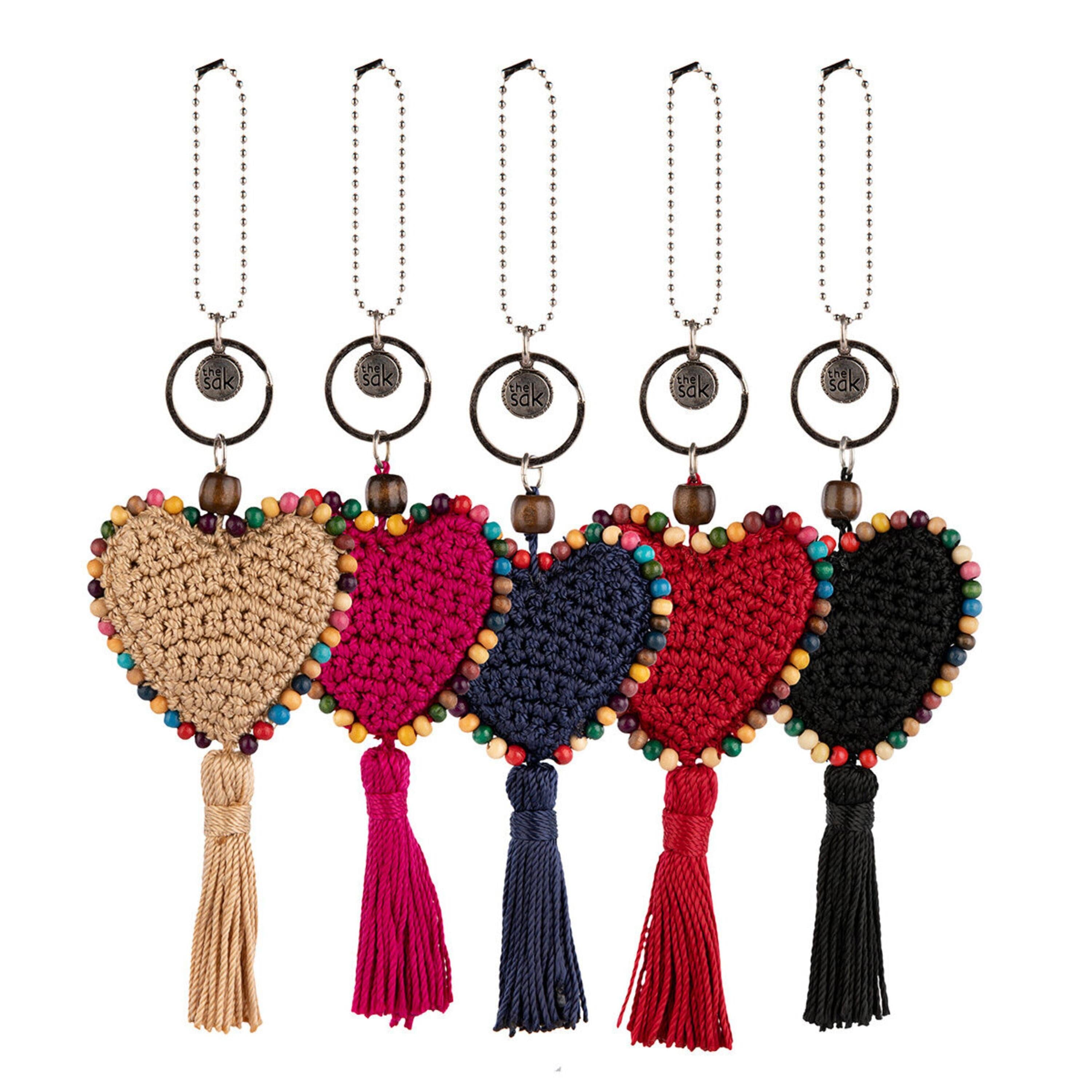 The Sak Yarnicharmz Dangle - Hand Crochet - Denim Heart