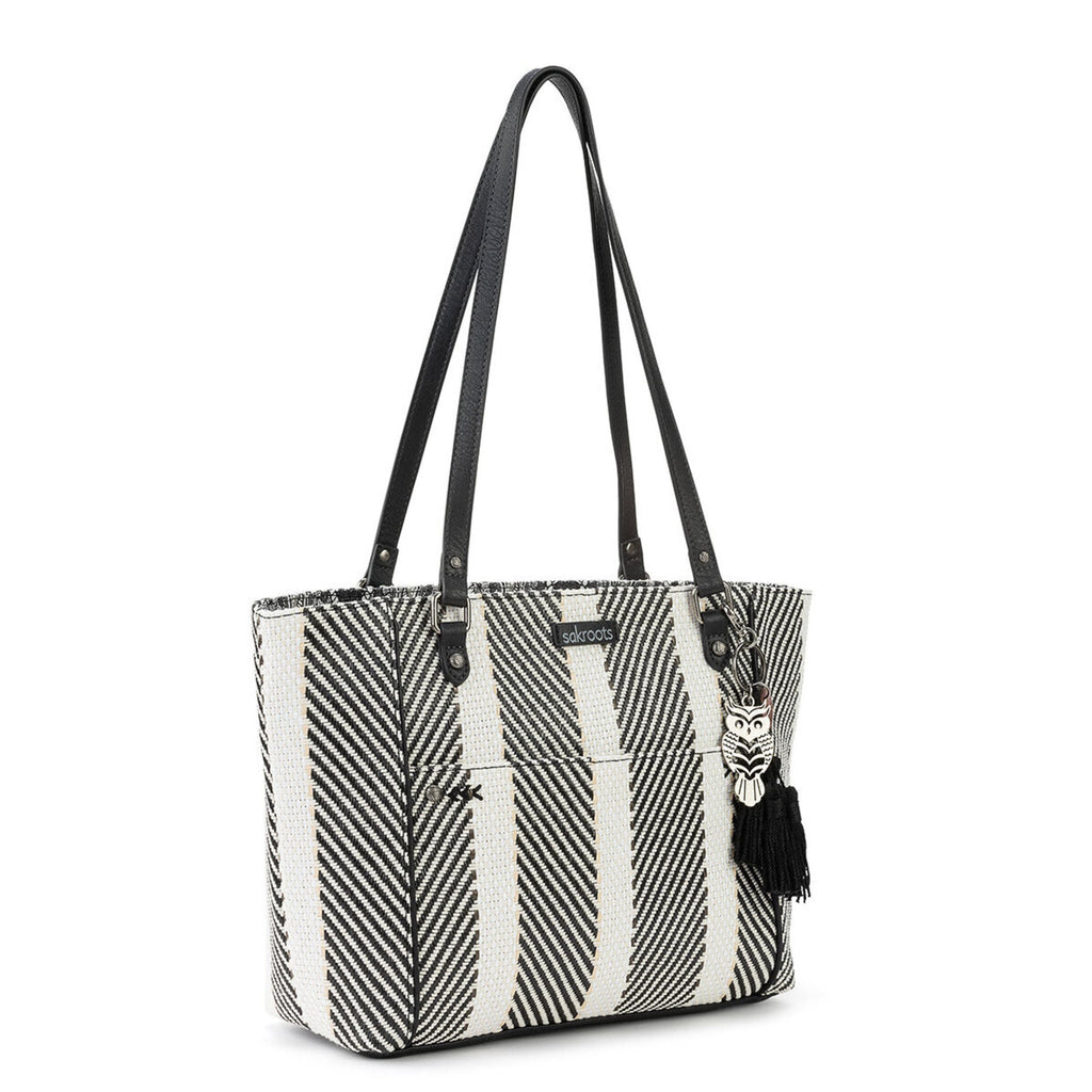 Sakroots Metro Tote - Straw - Black and White Soulful Desert Woven