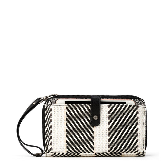 Sakroots Large Smartphone Crossbody Canvas - |Black And White Soulful Desert Woven|