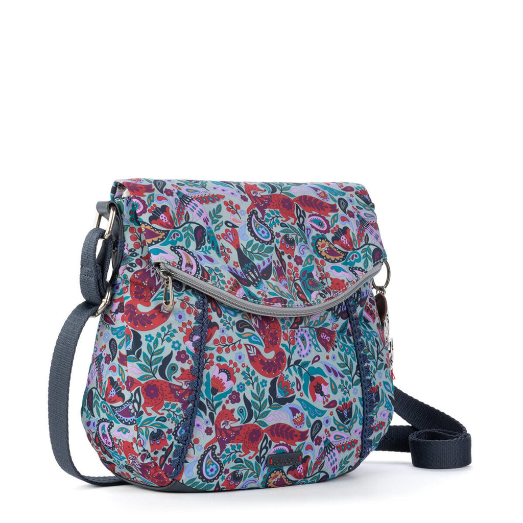 Sakroots Foldover Crossbody - Canvas - Cabernet In Bloom