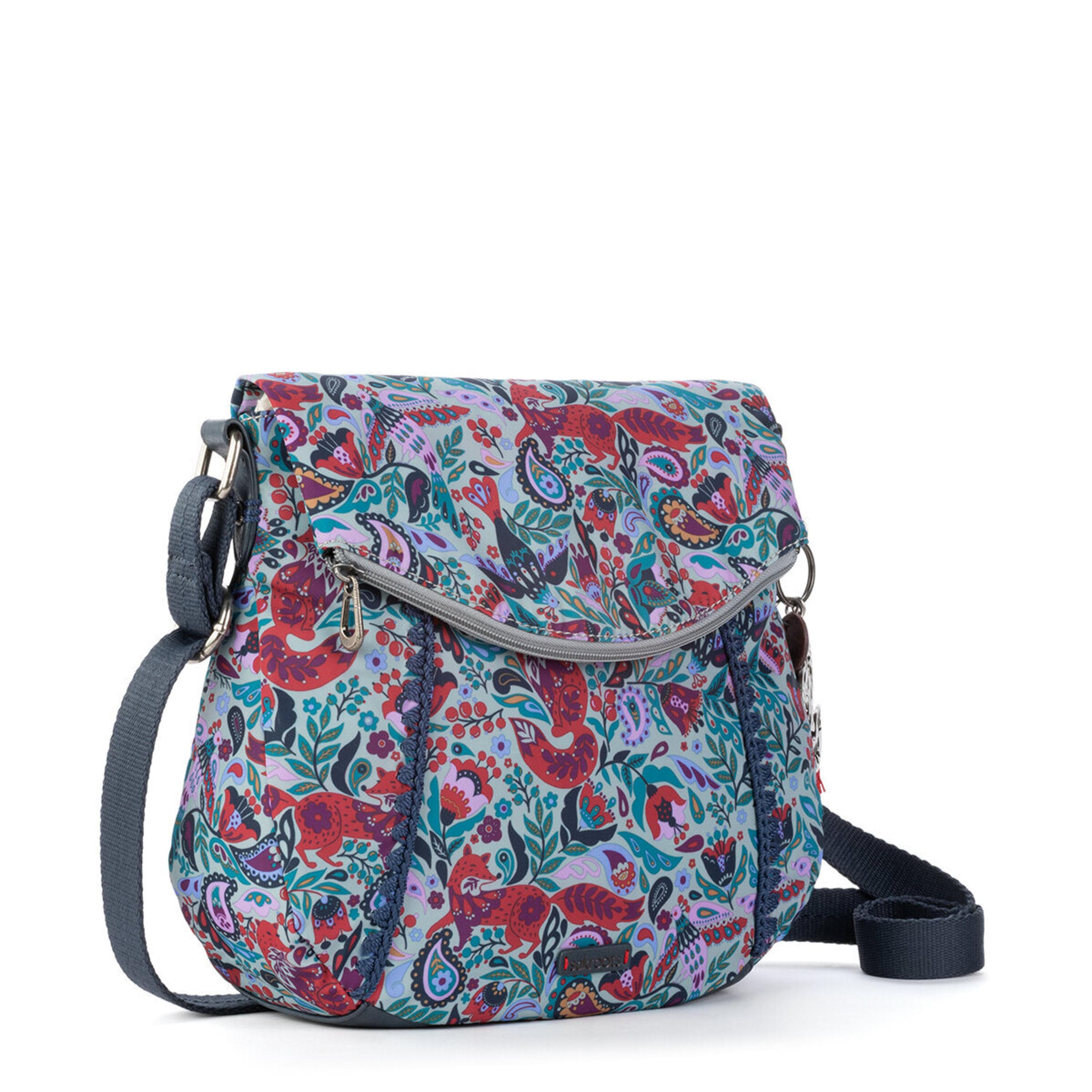 Sakroots Foldover Crossbody - Canvas - Cabernet In Bloom