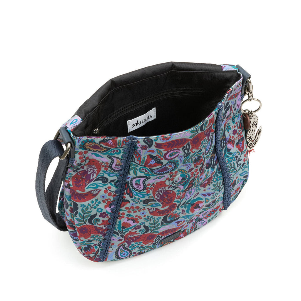 Sakroots Foldover Crossbody - Canvas - Cabernet In Bloom