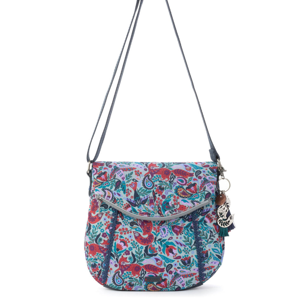 Sakroots Foldover Crossbody - Canvas - Cabernet In Bloom
