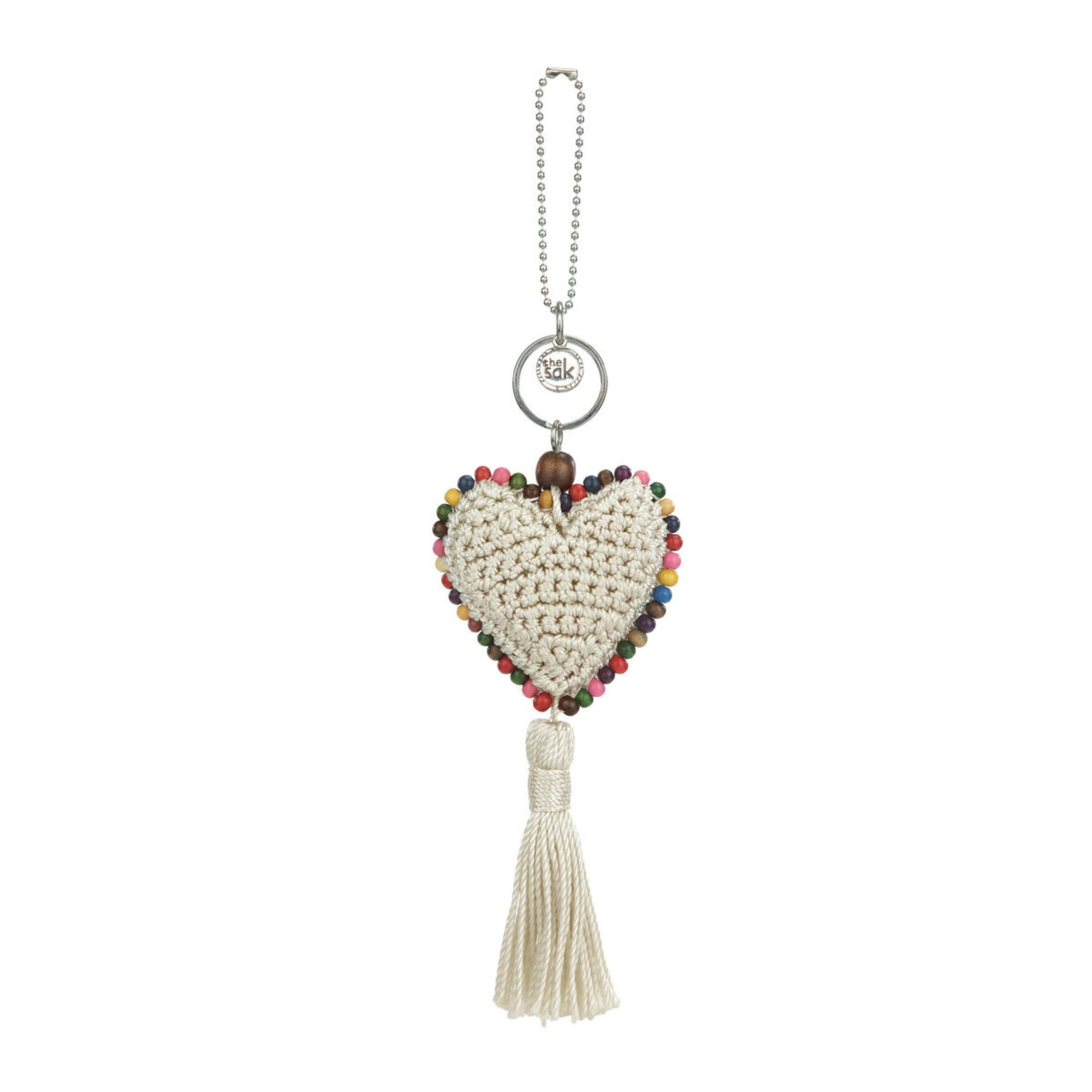 The Sak Yarnicharmz Dangle - Hand Crochet - Natural Heart