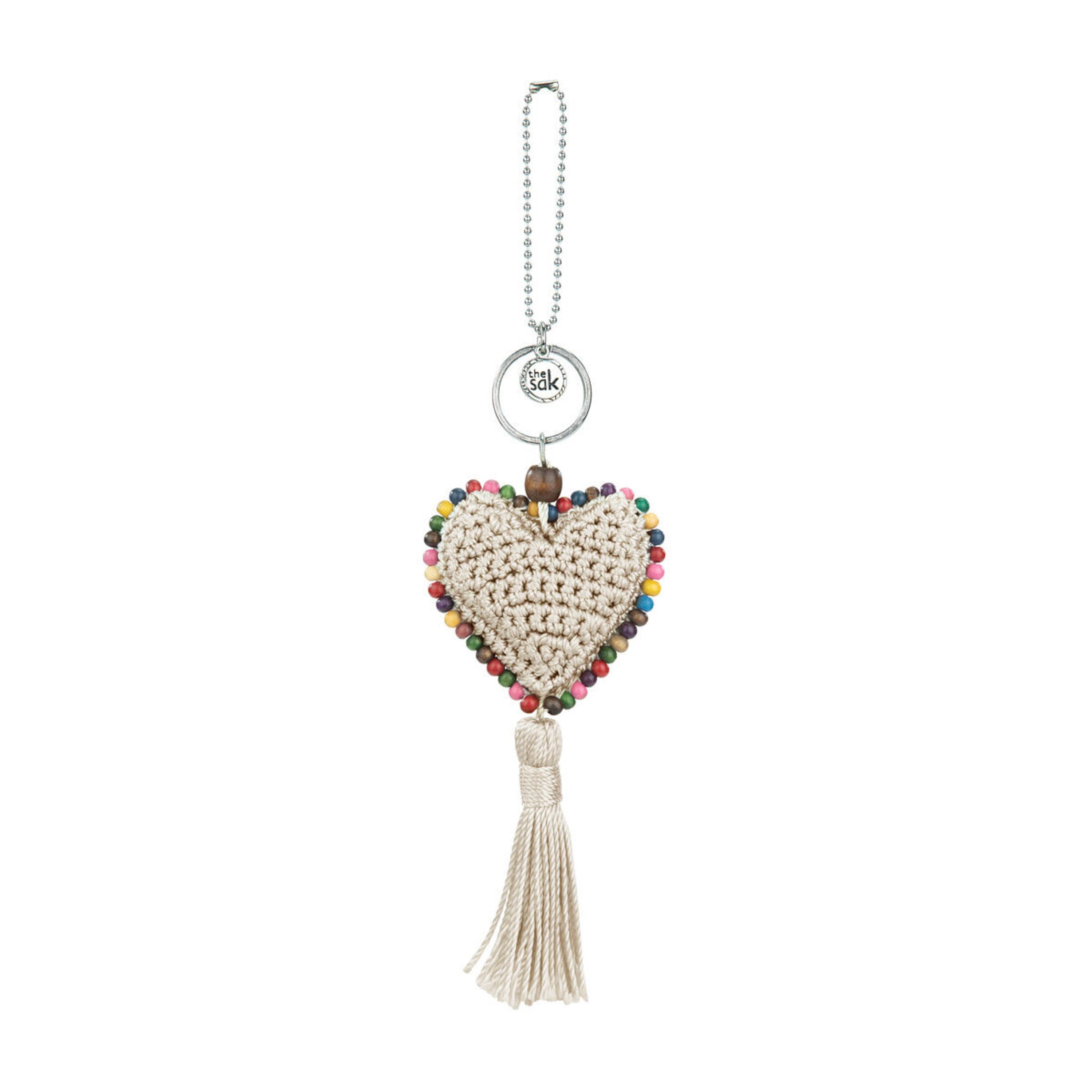 The Sak Yarnicharmz Dangle - Hand Crochet - Natural Heart