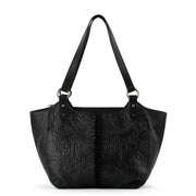 Bolinas Satchel - Leather - Black Leaf Embossed