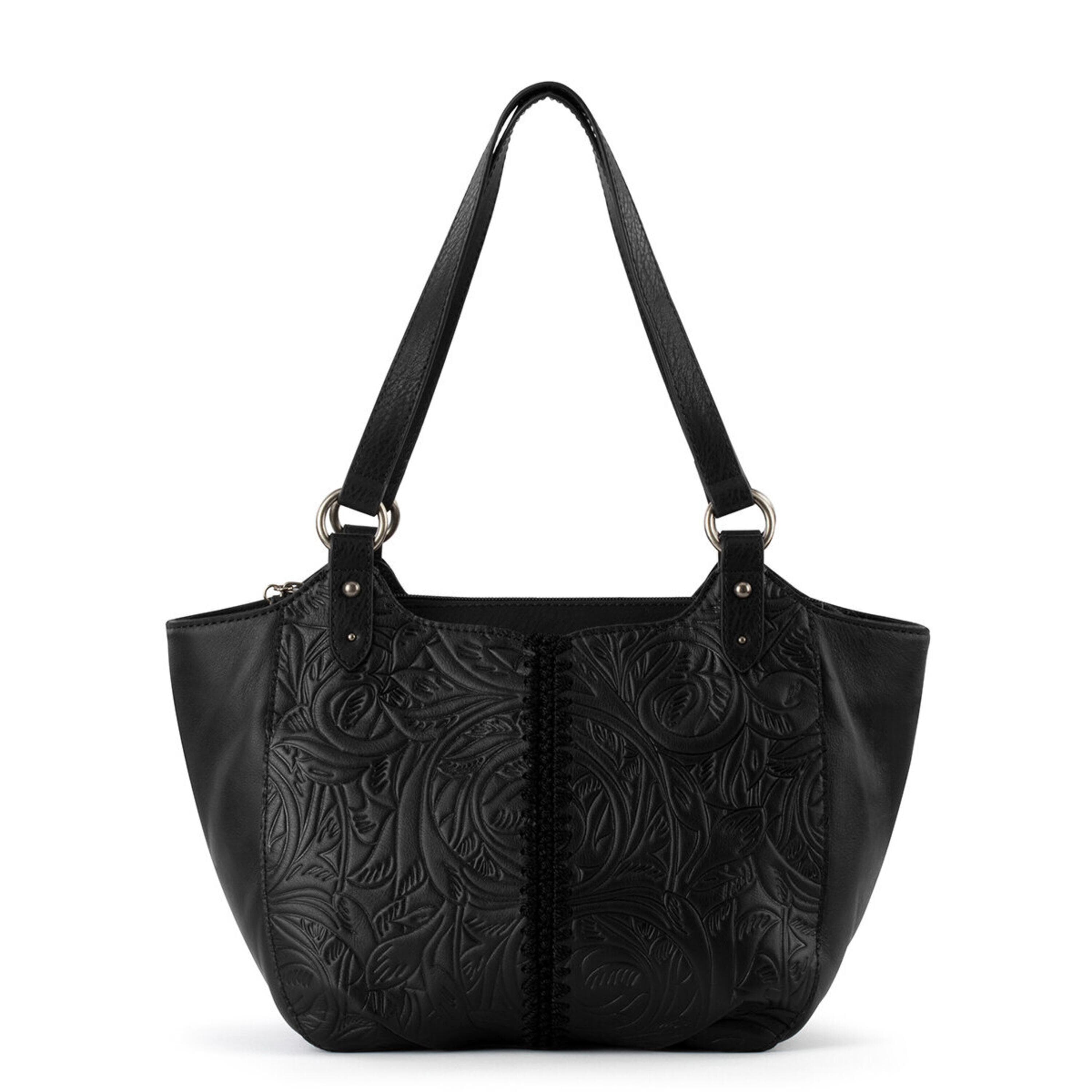 The Sak Bolinas Satchel - Leather - Black Leaf Embossed