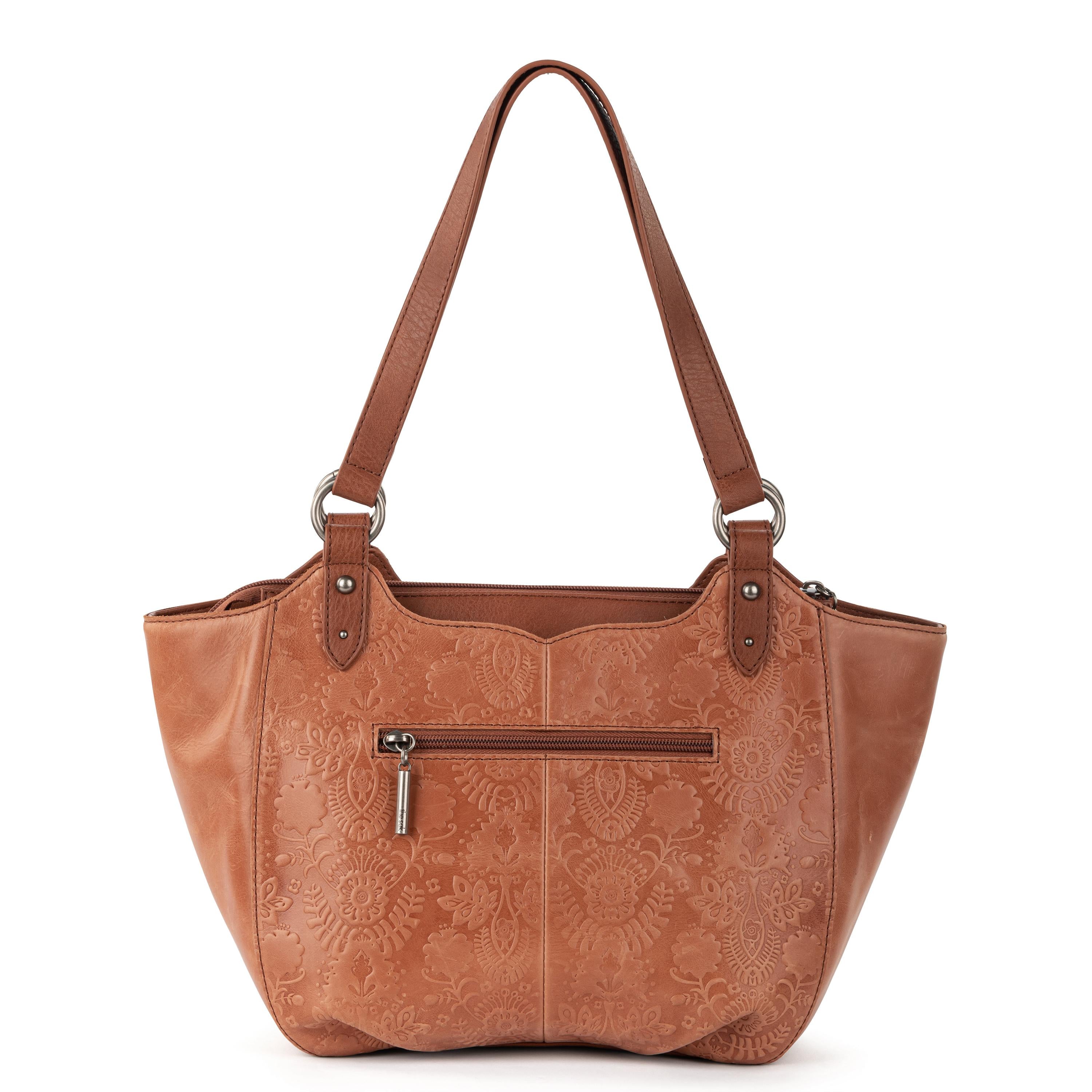 The Sak Bolinas Satchel - Leather - Tobacco Floral Embossed