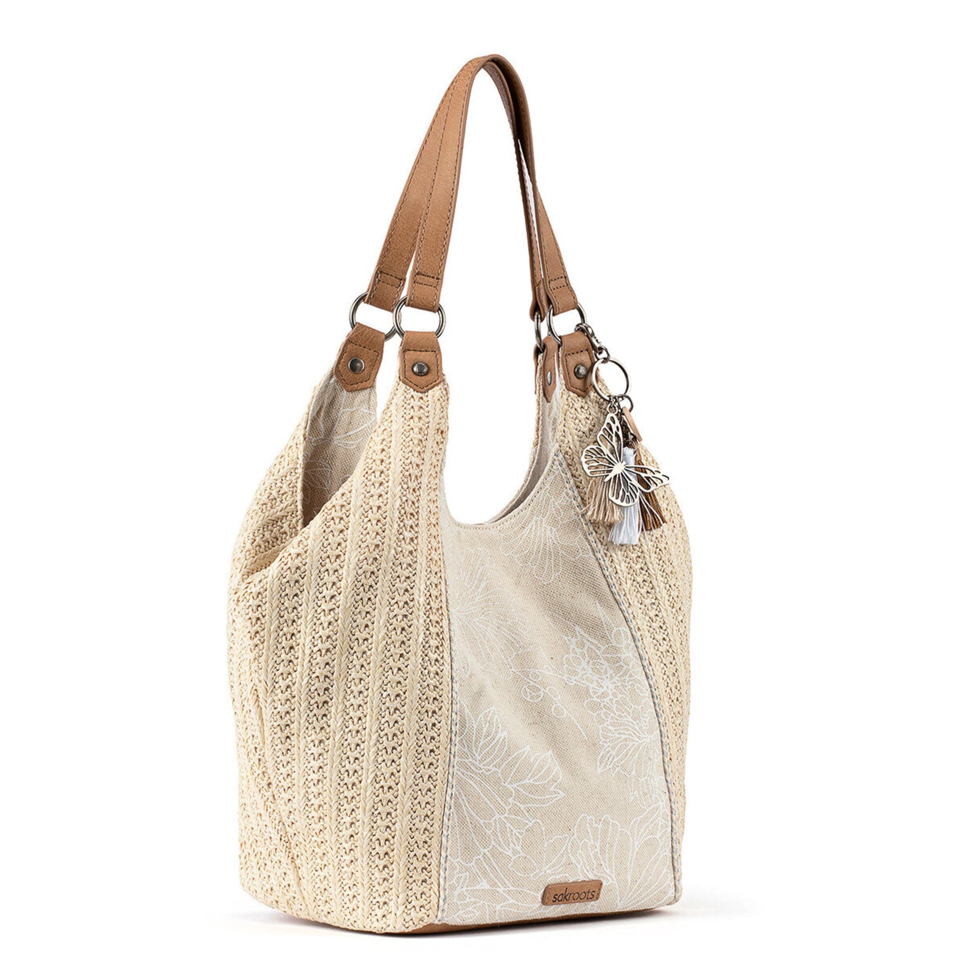 Sakroots Roma Shopper Straw - |White Flower Blossom|