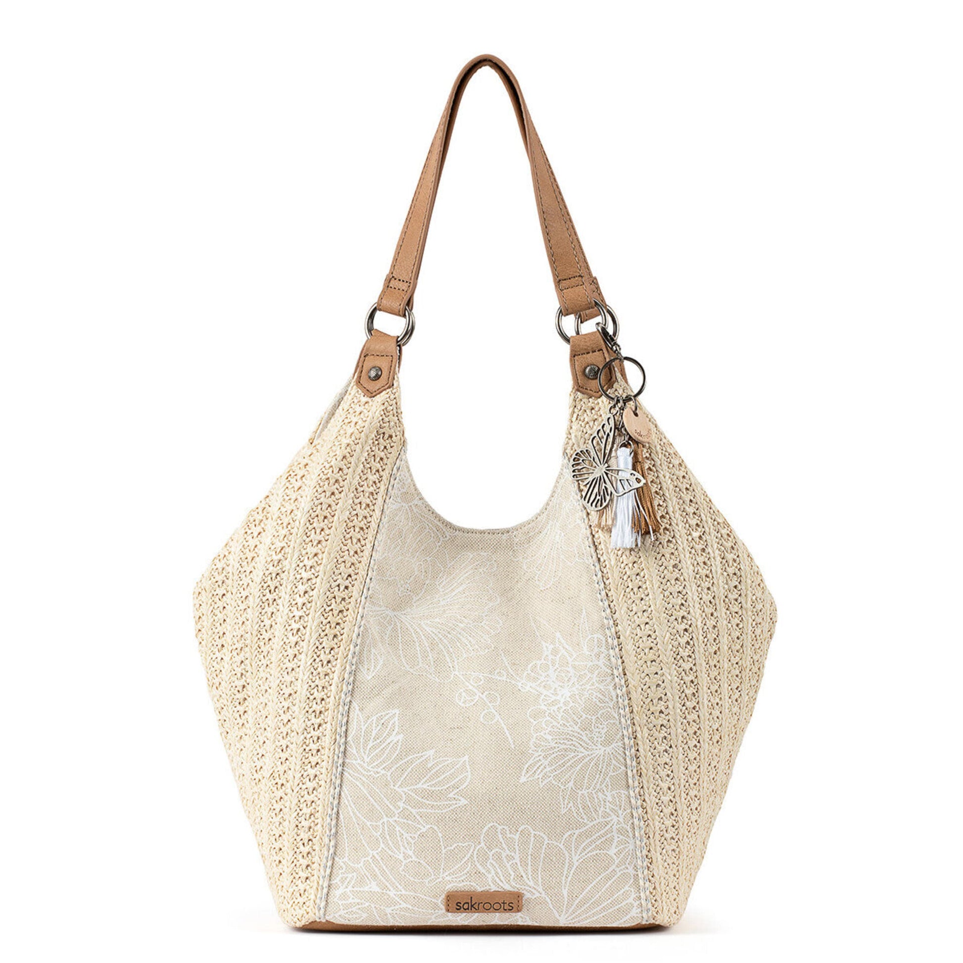 Sakroots Roma Shopper Straw - |White Flower Blossom|