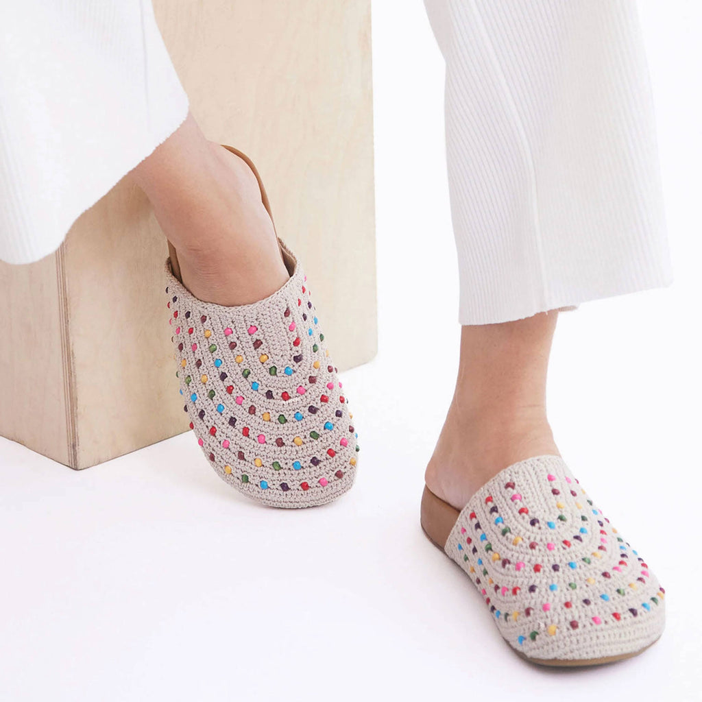 The Sak Bolinas Clog - Hand Crochet - Ecru Multi Beads