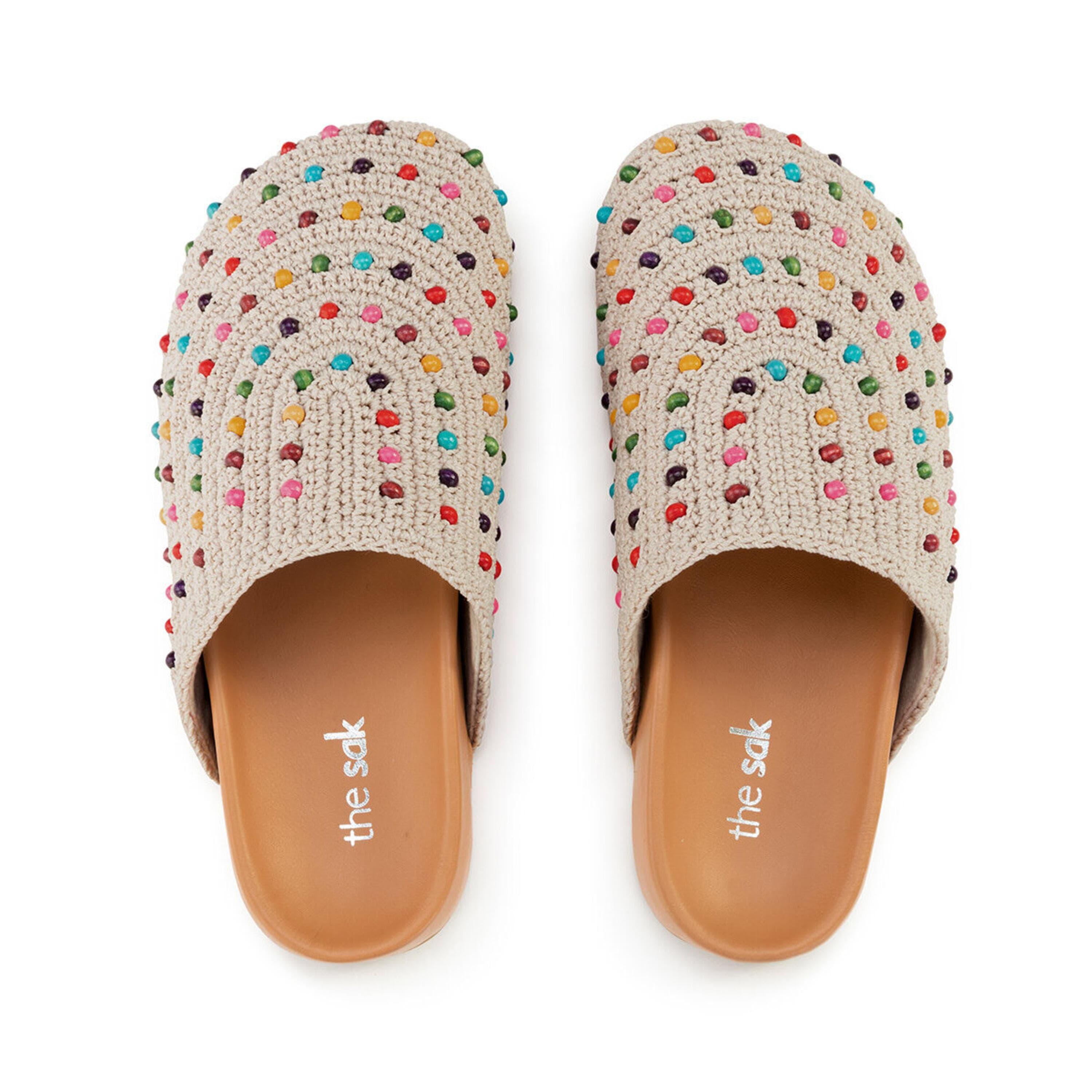Bolinas Clog - Hand Crochet - Ecru Multi Beads