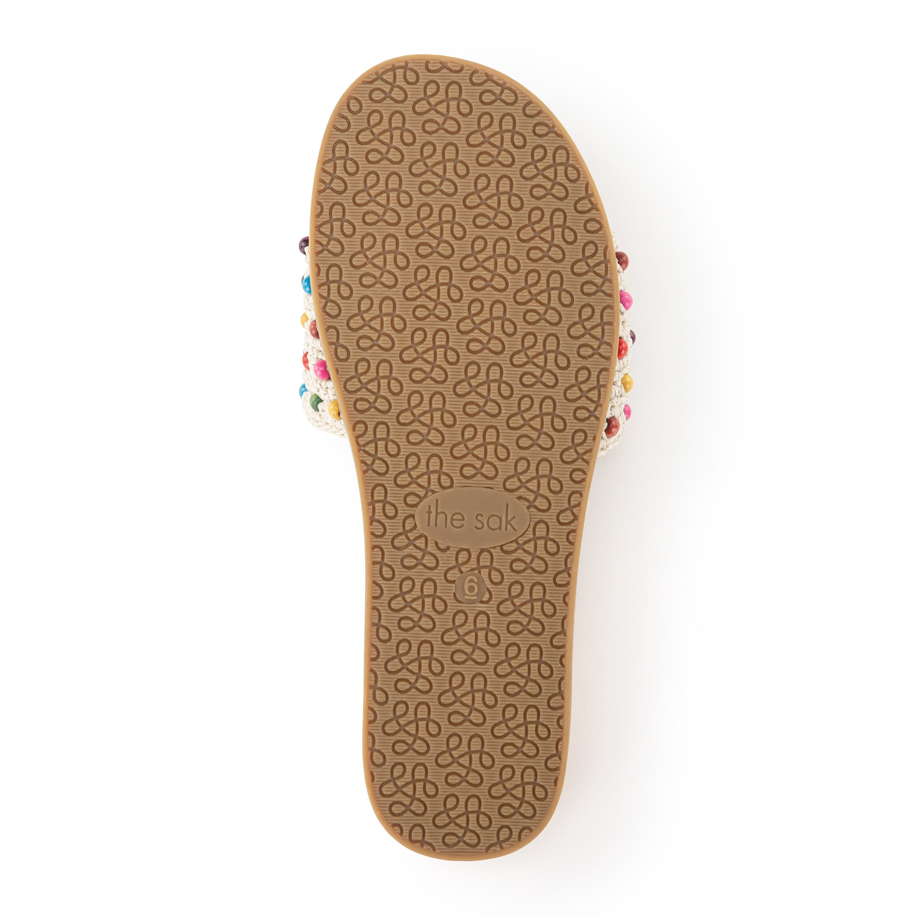 The Sak Mendocino Slide Sandal - Hand Crochet - Ecru Multi Beads