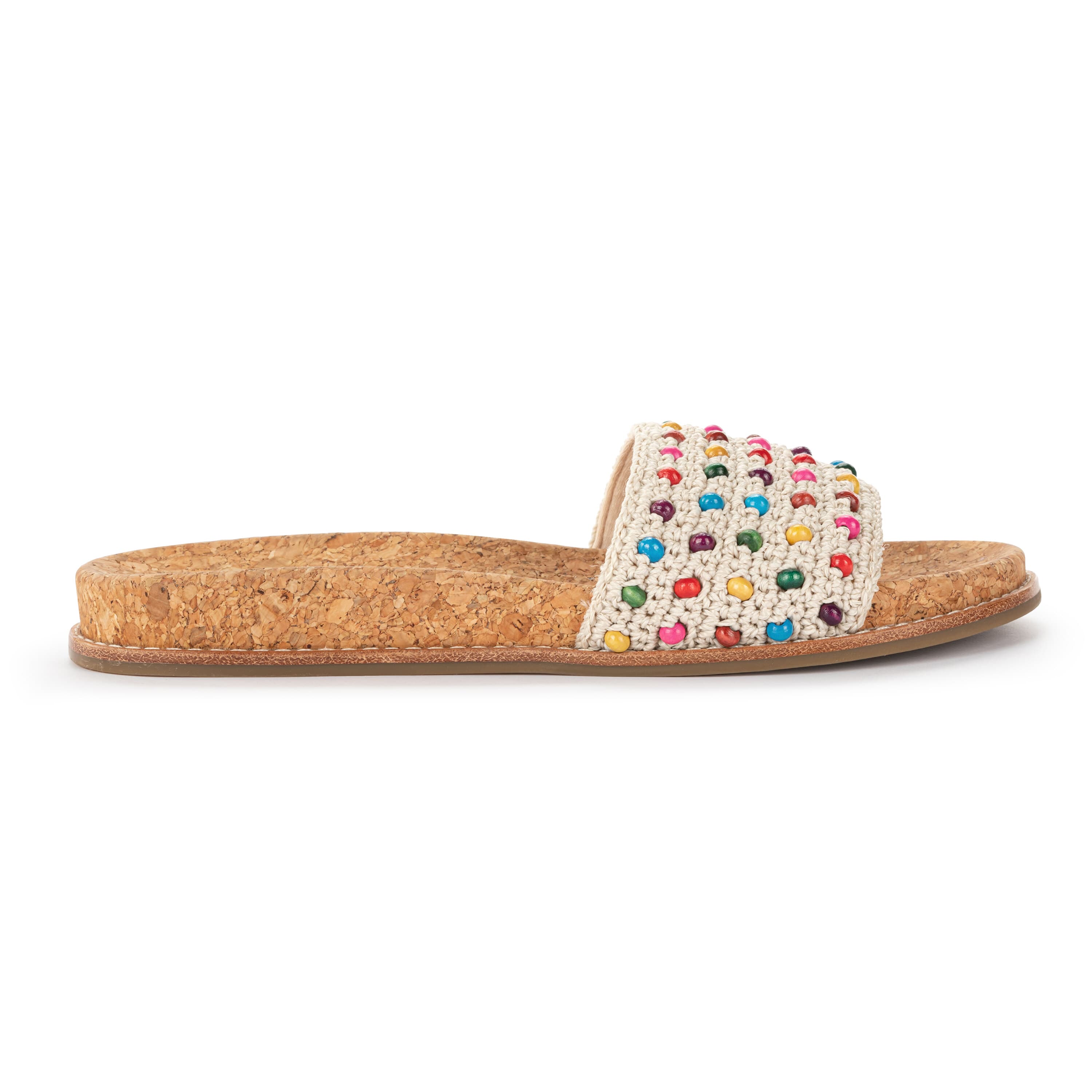The Sak Mendocino Slide Sandal - Hand Crochet - Ecru Multi Beads