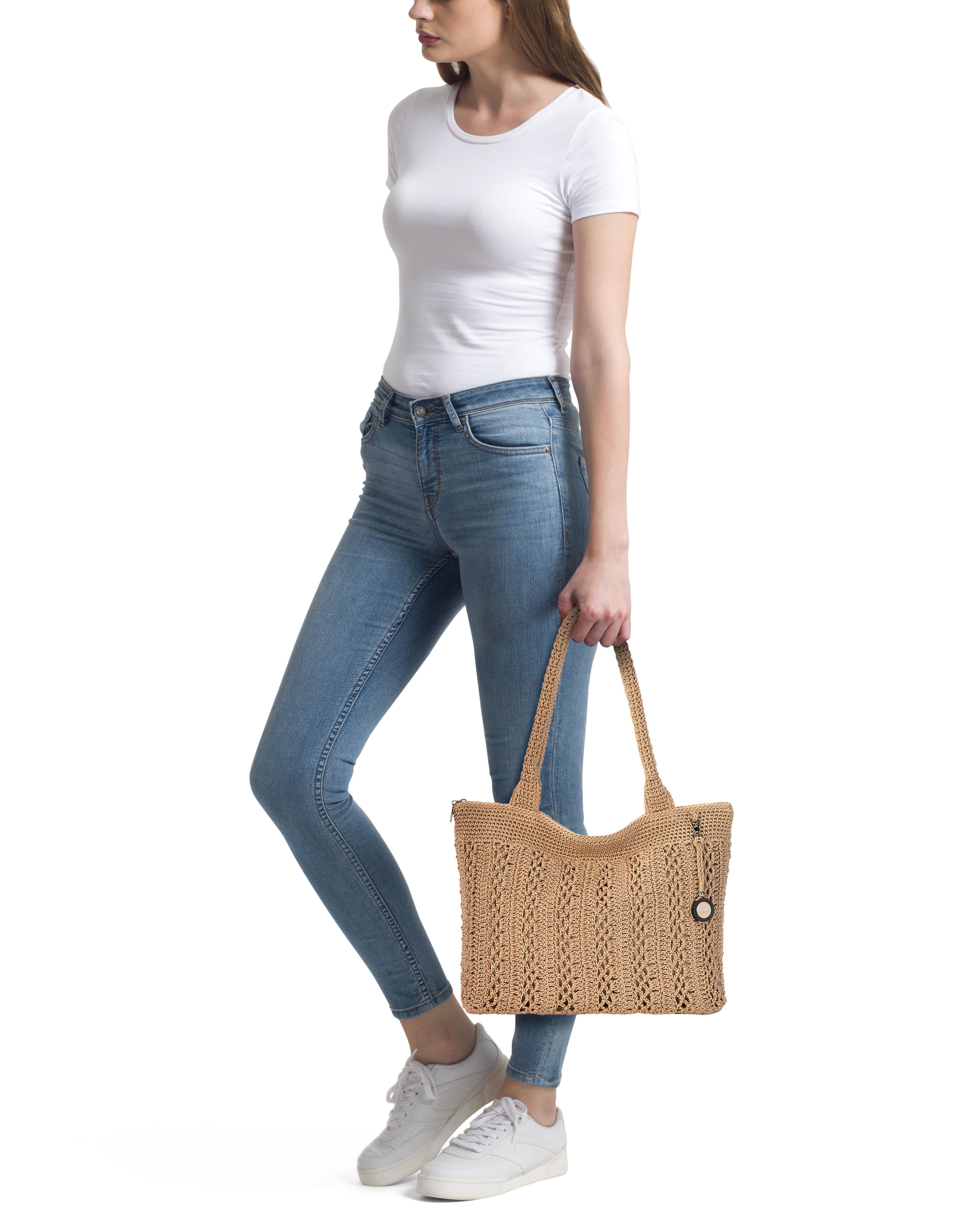 The Sak Crafted Classic Carryall - Hand Crochet - Bamboo With Gold