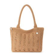 Crafted Classic Carryall - Hand Crochet - Bamboo With Gold