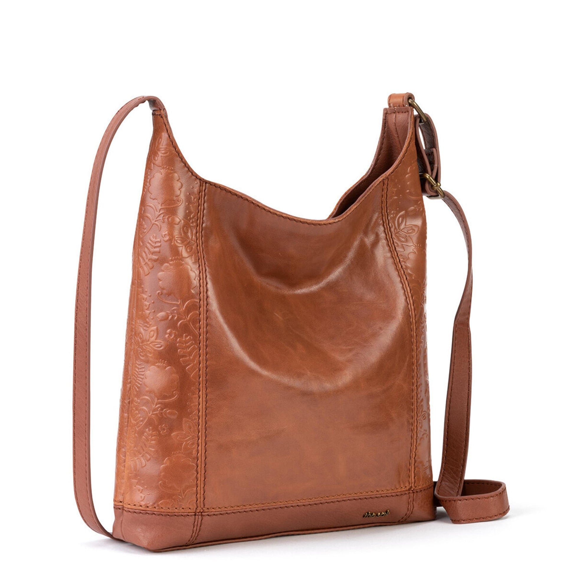 The Sak De Young Crossbody Leather - |Tobacco Floral Embossed|