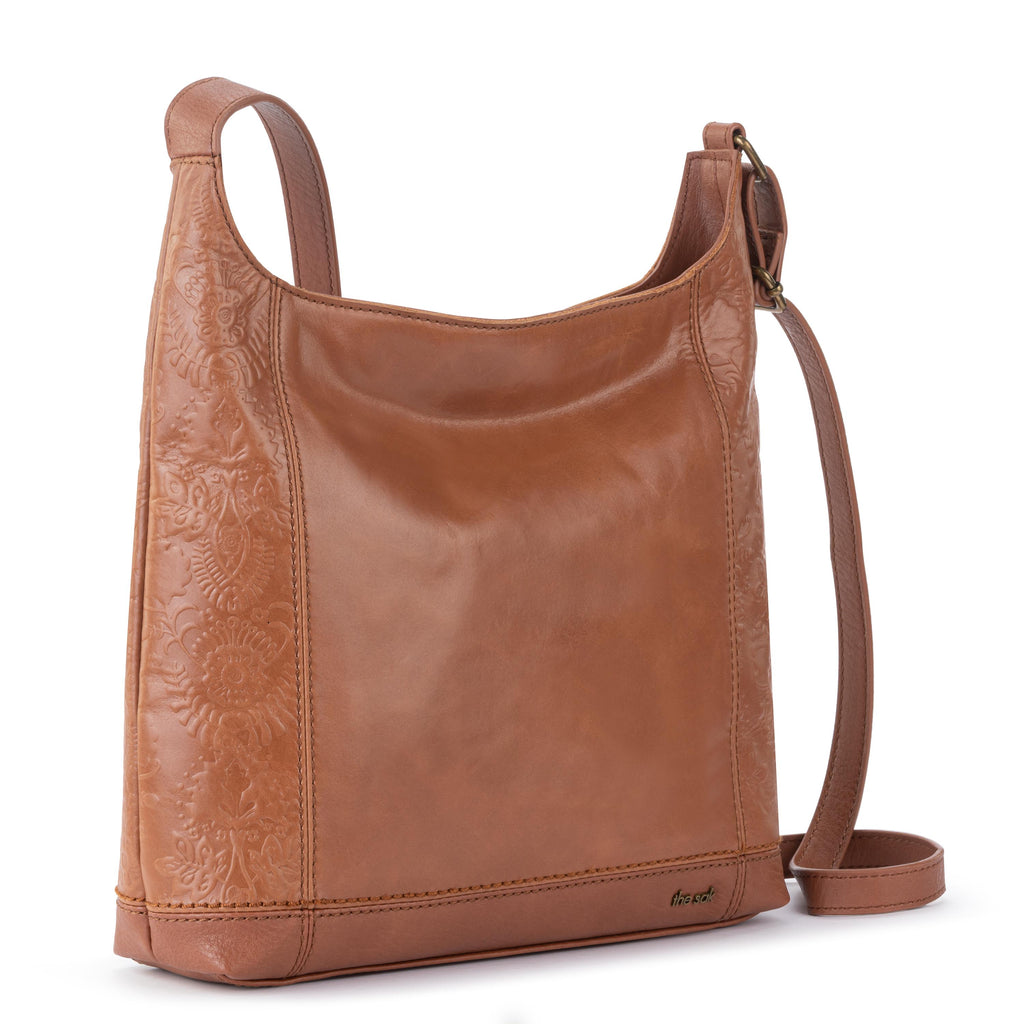 The Sak De Young Crossbody - Leather - Tobacco Floral Embossed
