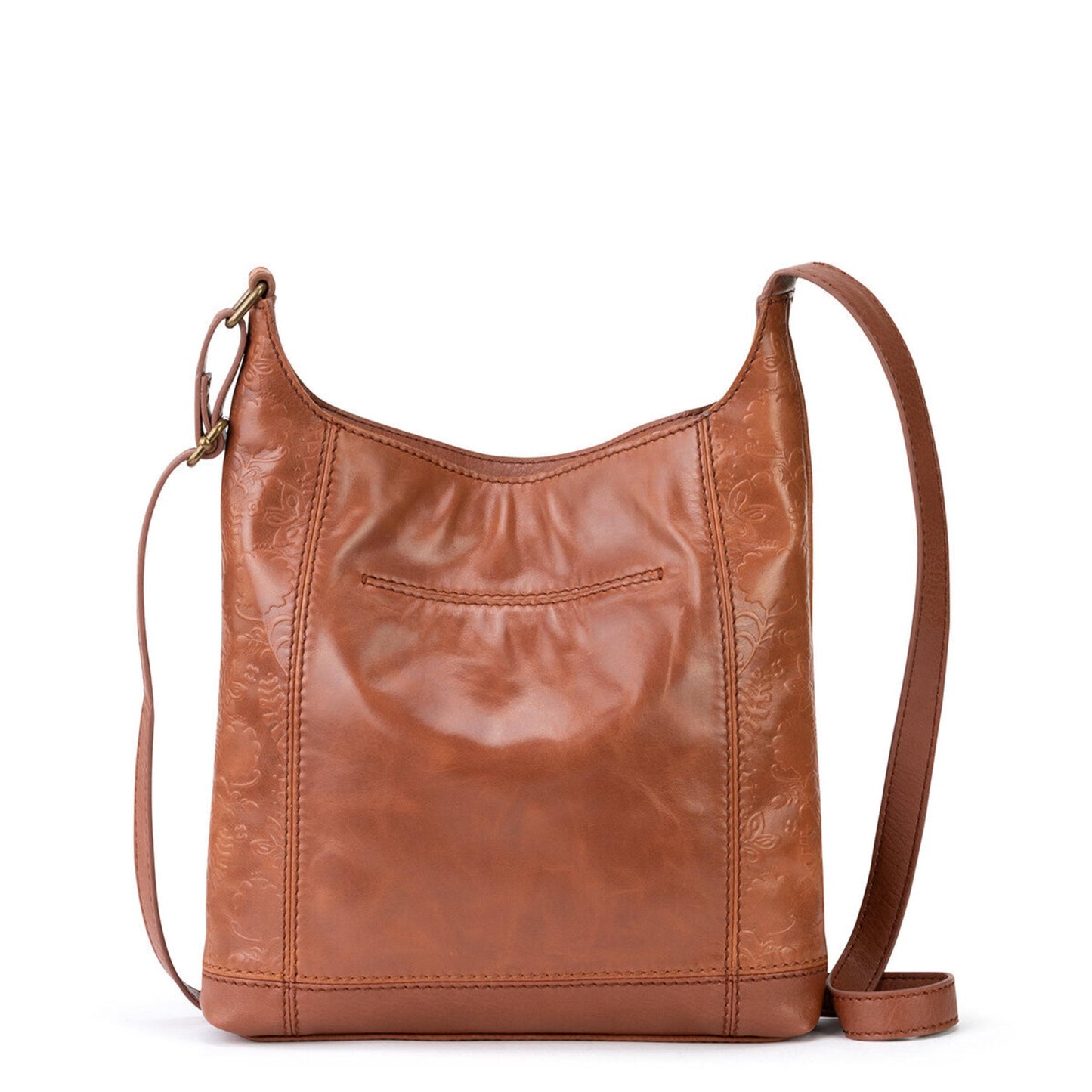 The Sak De Young Crossbody Leather - |Tobacco Floral Embossed|