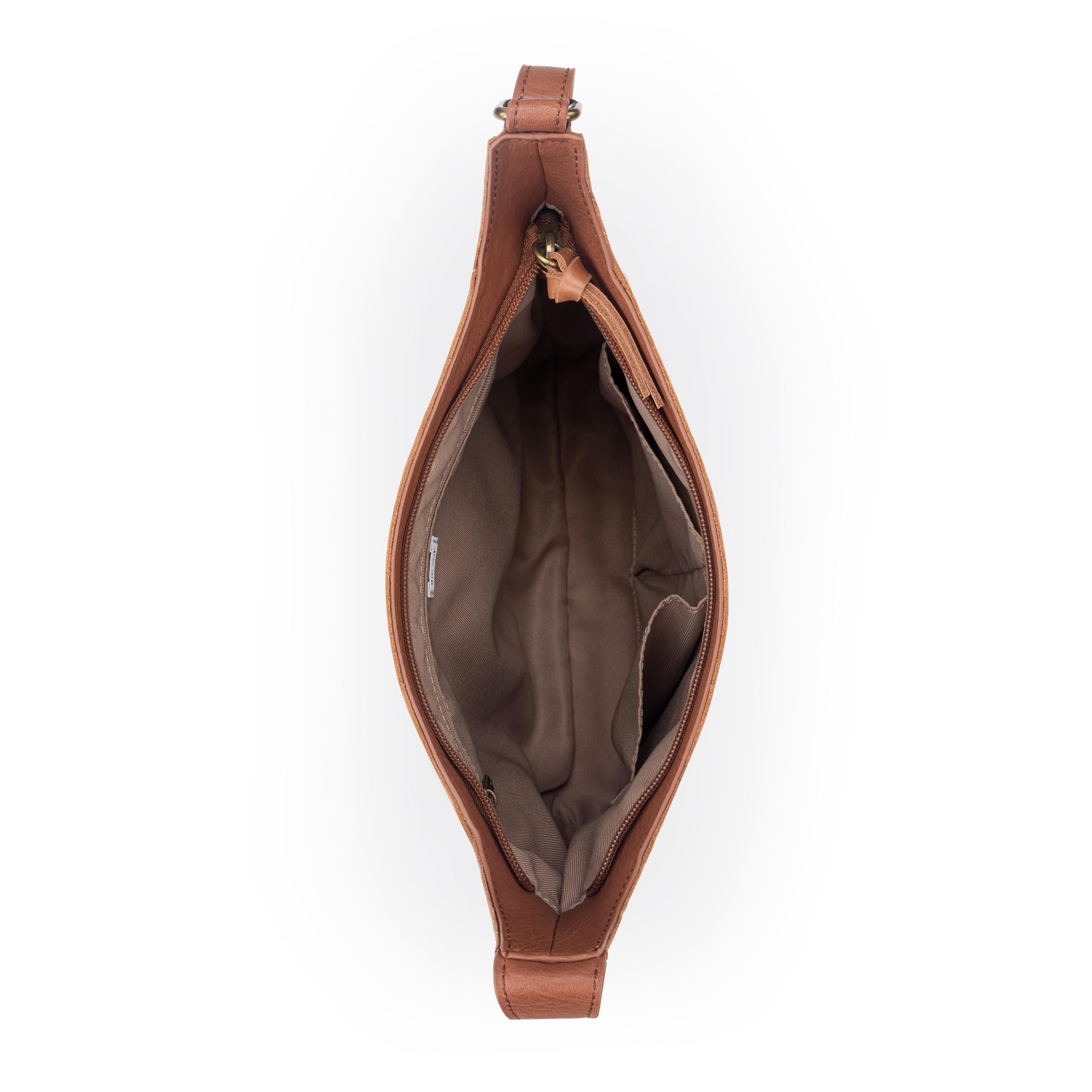 The Sak De Young Crossbody - Leather - Tobacco Floral Embossed
