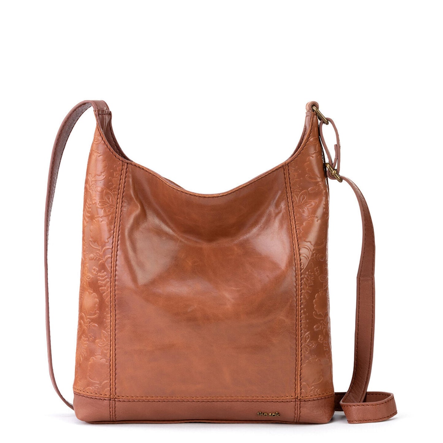 The Sak De Young Crossbody Leather - |Tobacco Floral Embossed|