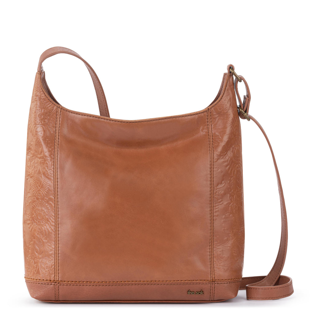 The Sak De Young Crossbody - Leather - Tobacco Floral Embossed