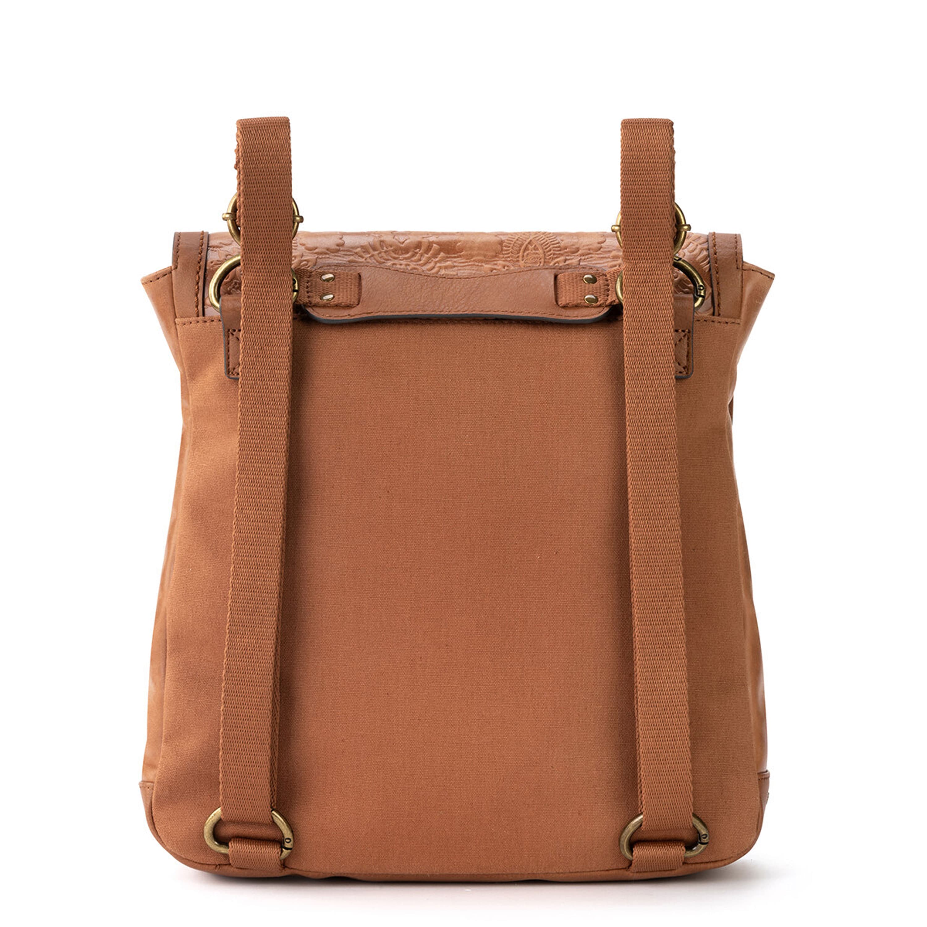 The Sak Ventura Convertible Backpack - Leather - Tobacco Floral Embossed