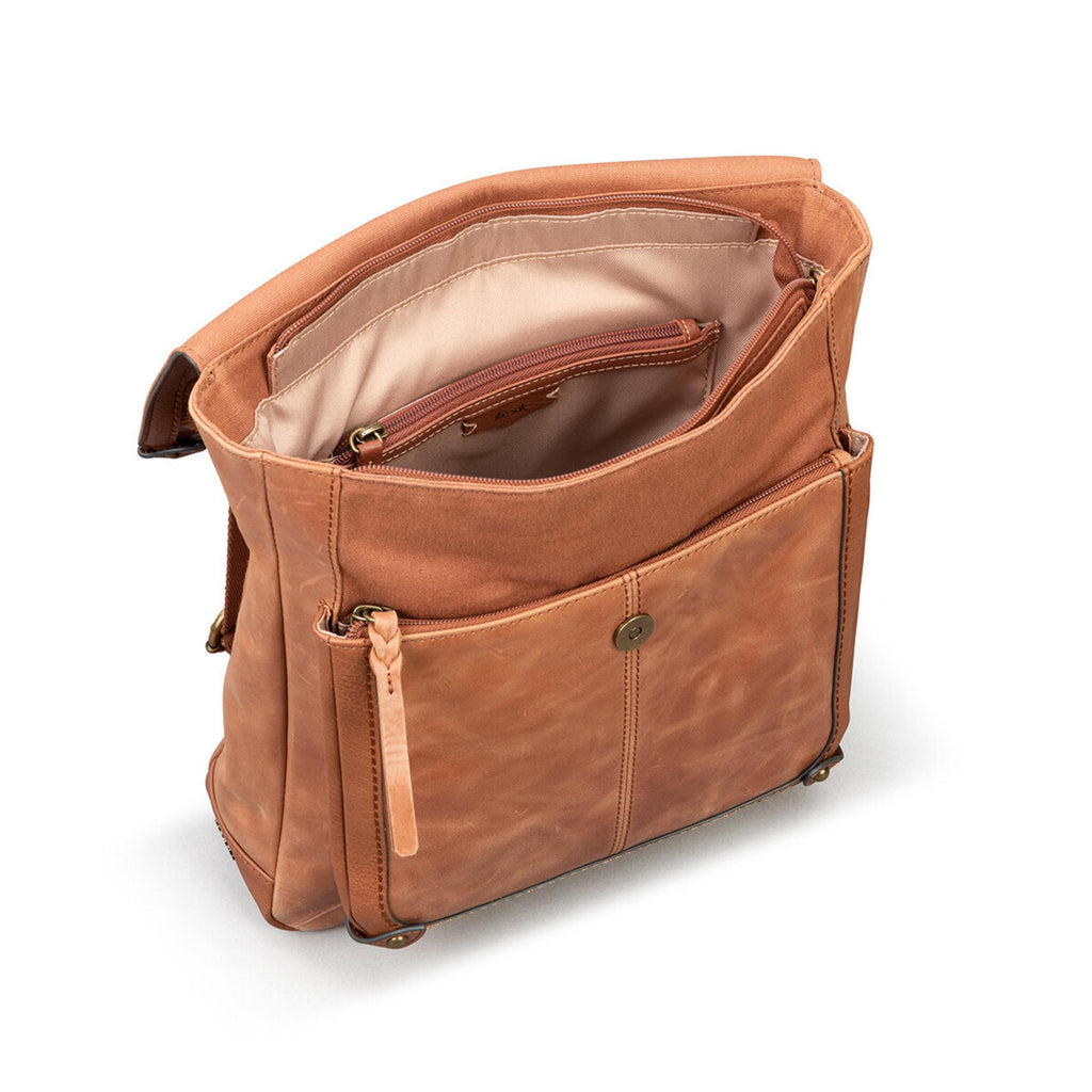 The Sak Ventura Convertible Backpack - Leather - Tobacco Floral Embossed