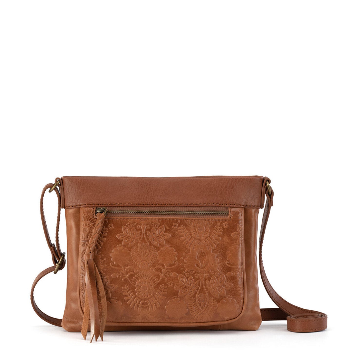 The Sak Sanibel Mini Crossbody Leather - |Tobacco Floral Embossed|