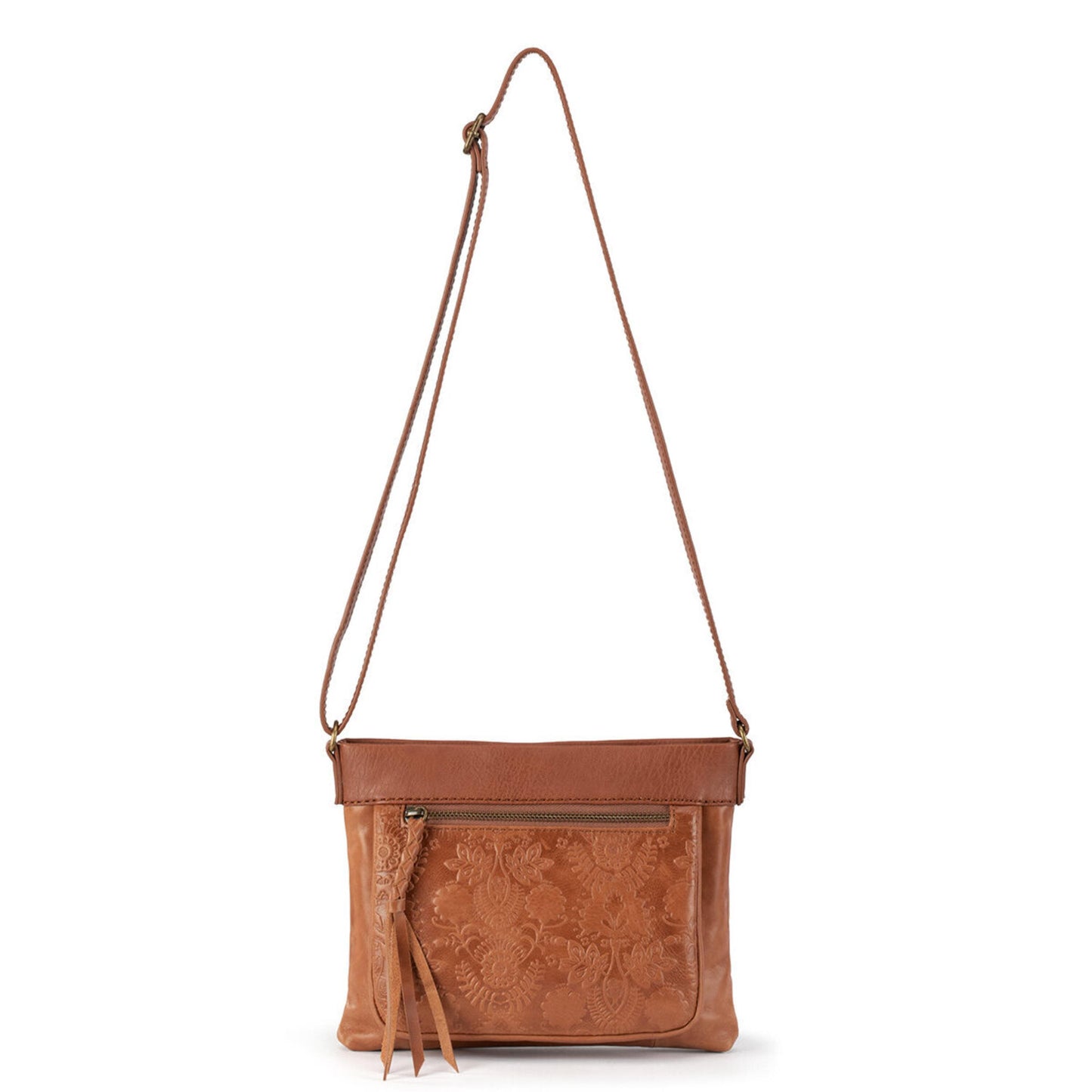 The Sak Sanibel Mini Crossbody Leather - |Tobacco Floral Embossed|