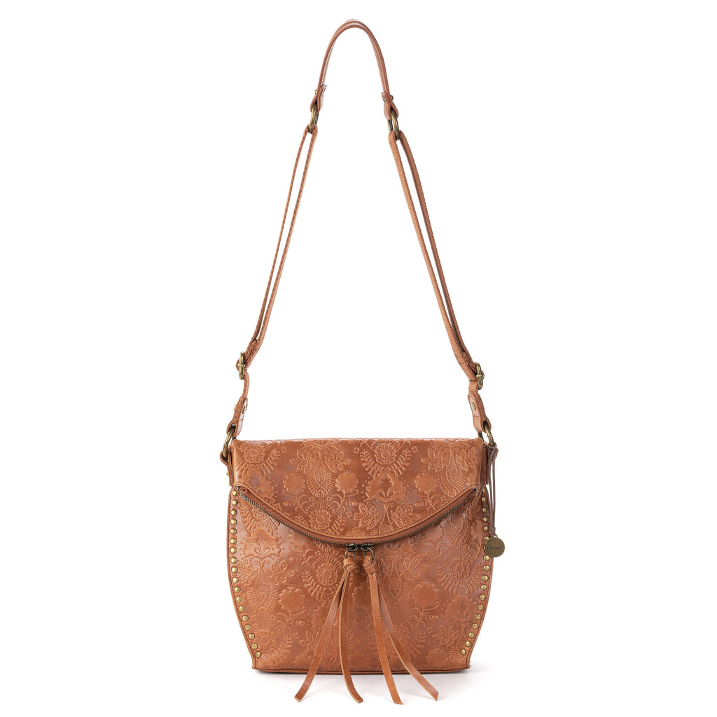 The Sak Silverlake Flap Crossbody - Leather - Tobacco Floral Embossed