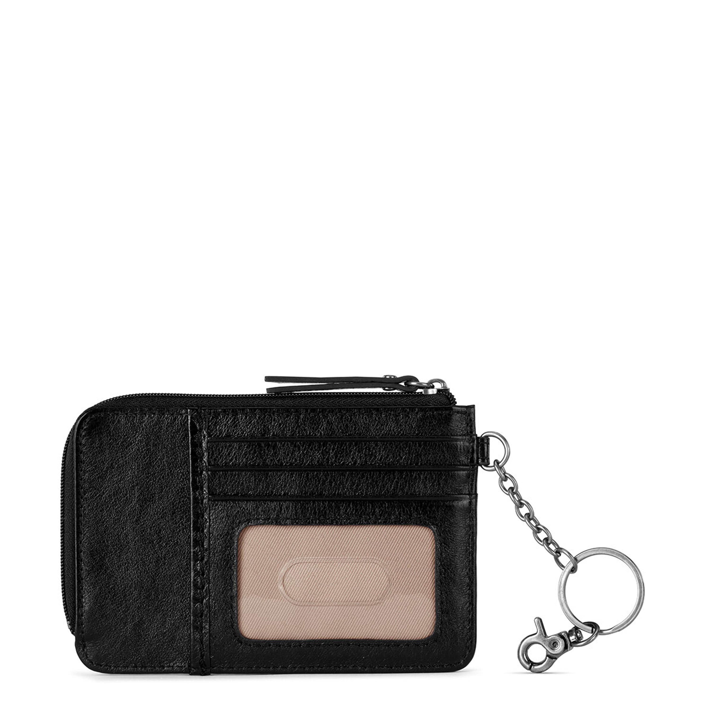 The Sak Iris Card Wallet - Leather - Black Leaf Embossed