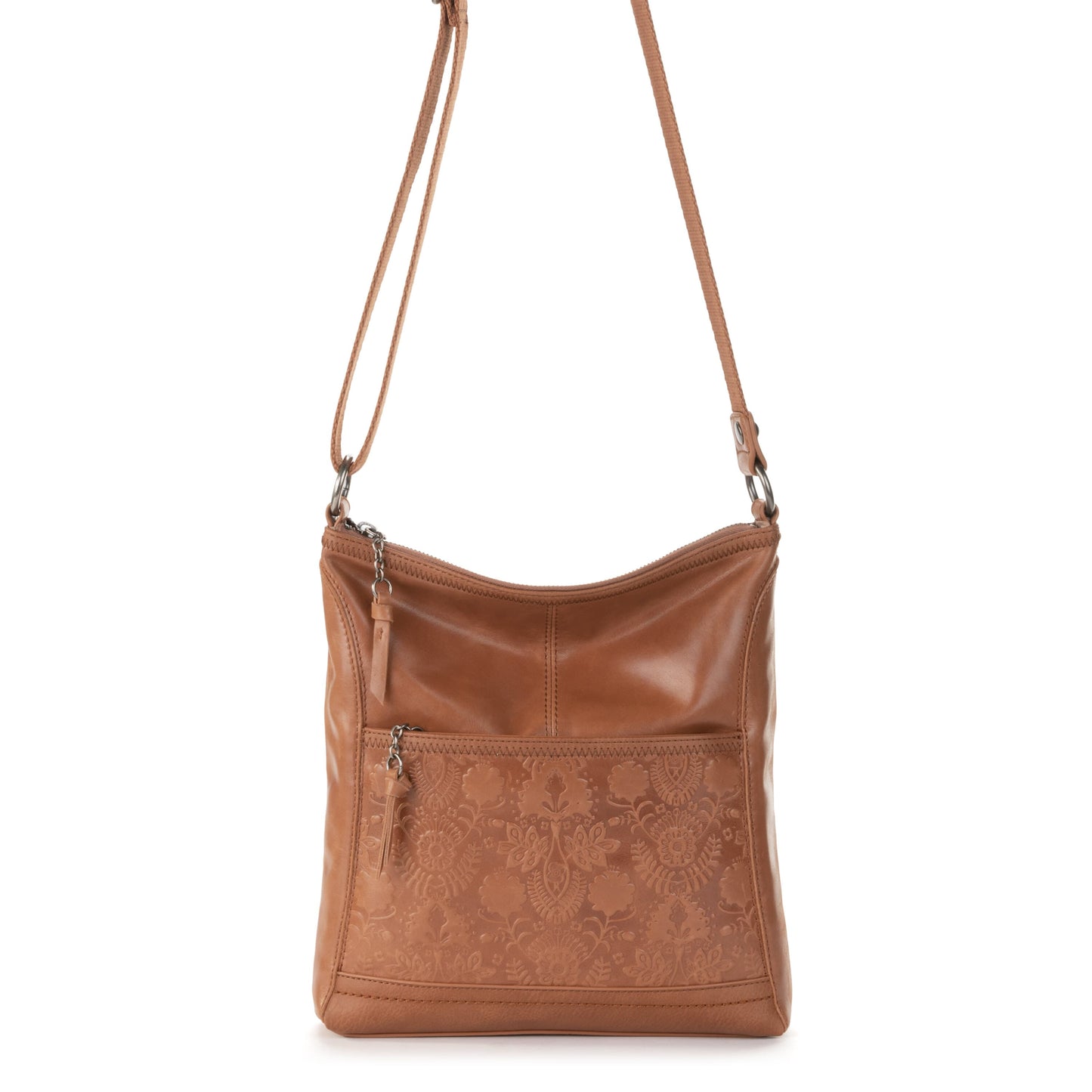 The Sak Iris Crossbody Leather - |Tobacco Floral Embossed|