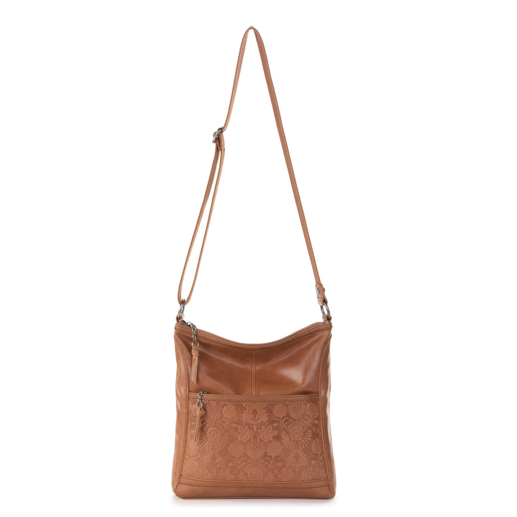 The Sak Iris Crossbody - Leather - Tobacco Floral Embossed