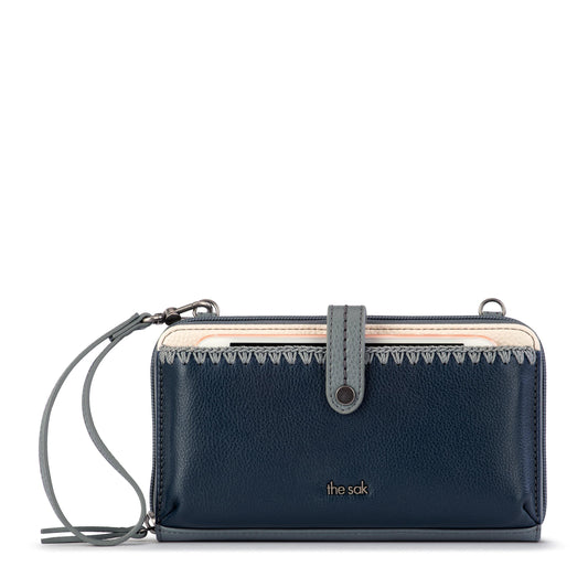 The Sak Iris Large Smartphone Crossbody Leather - |Dusty Blue Block|