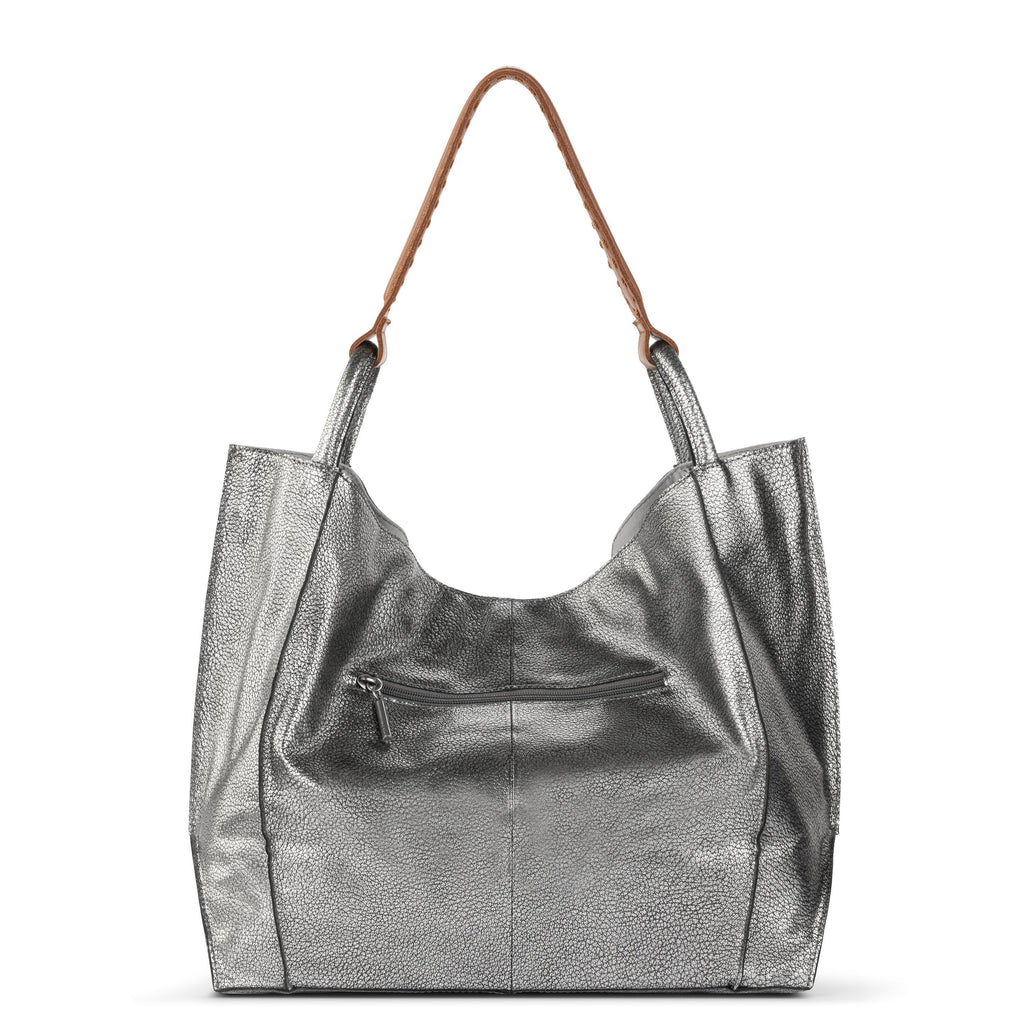 The Sak Los Feliz Large Tote - Leather - Dark Silver