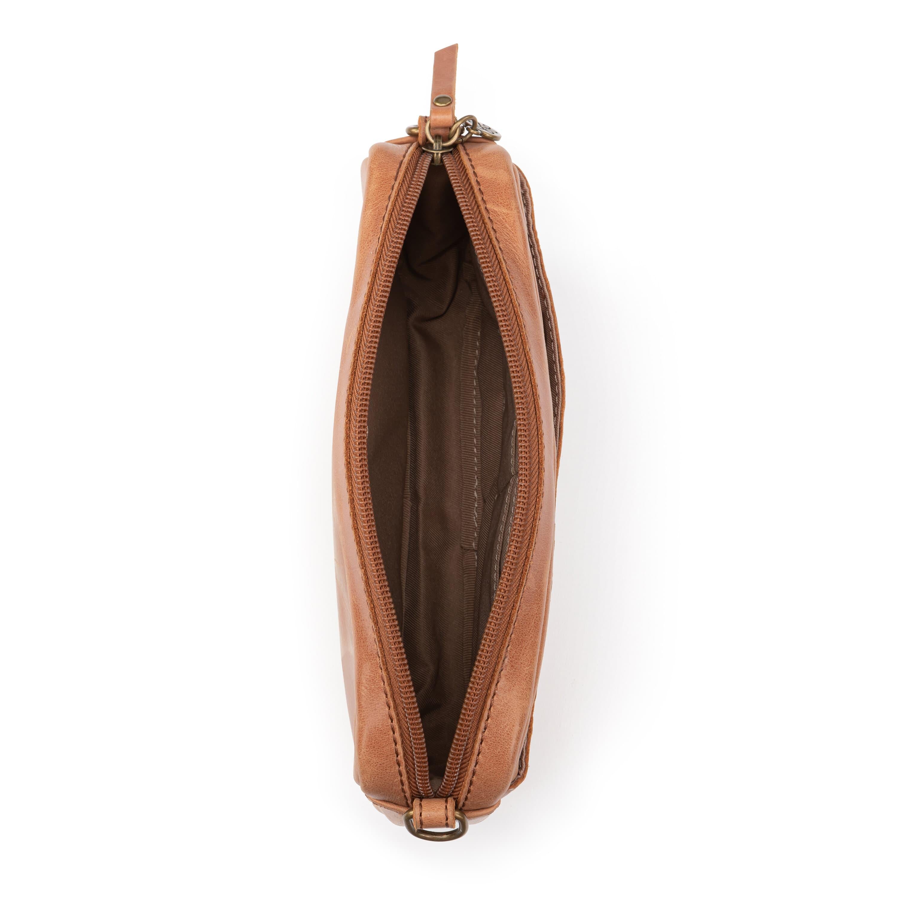 The Sak Cora Smartphone Crossbody - Leather - Tobacco Floral Embossed