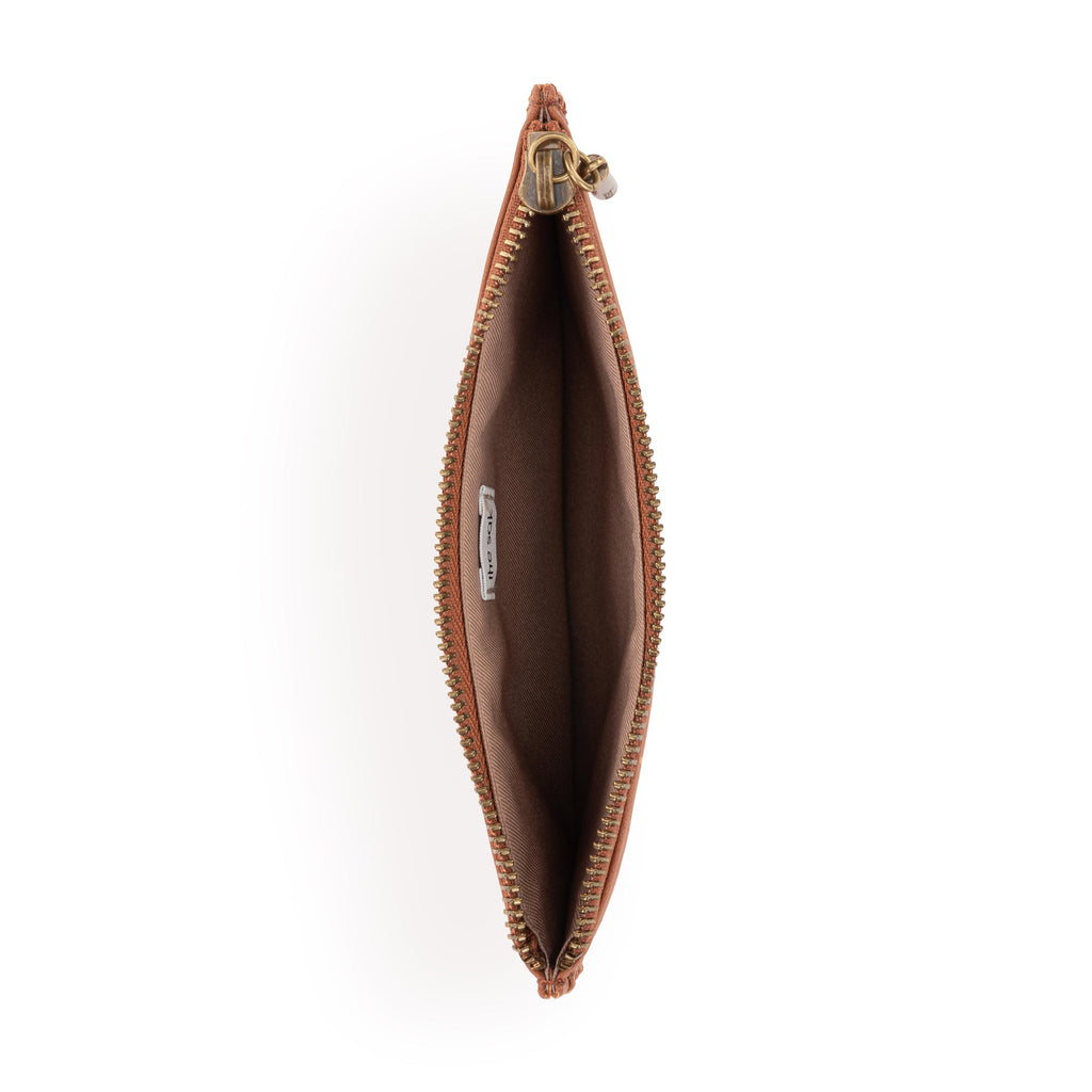 The Sak Neva Large Card Wallet - Leather - Tobacco Floral Embossed