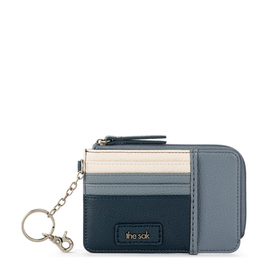 The Sak Iris Card Wallet Leather - |Dusty Blue Block|